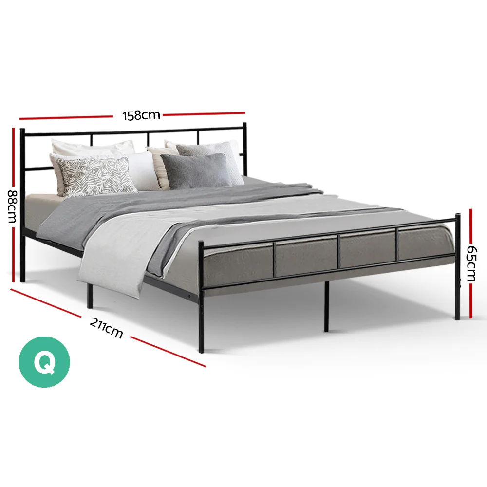 Artiss Platform Foundation Bed Frame Metal Bed Base Steel Slats SOL - Queen - Image 2