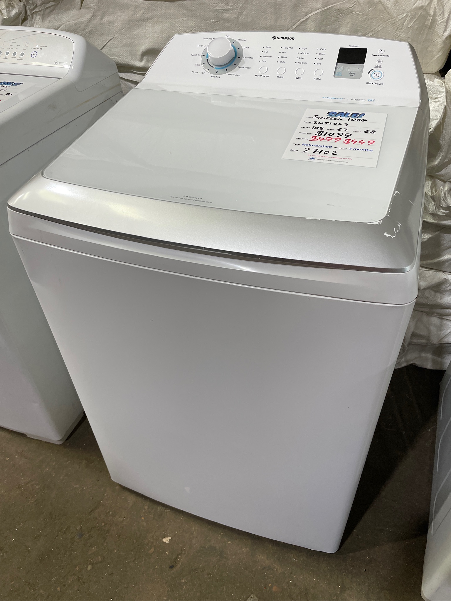 Simpson 10kg Top Load Washing Machine - Refurbished 27102