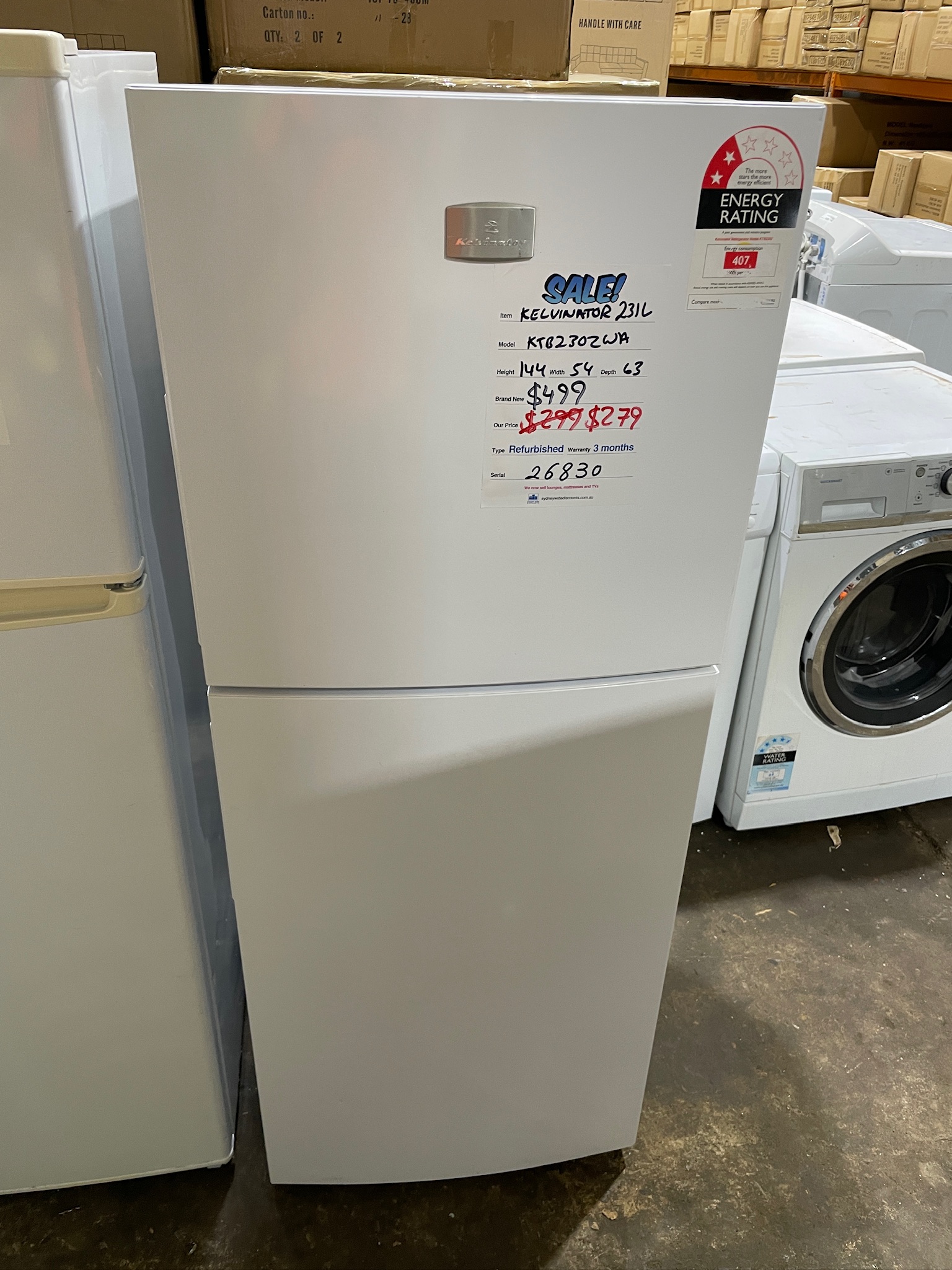 Kelvinator 231L Top Mount Fridge Freezer - Refurbished 26830