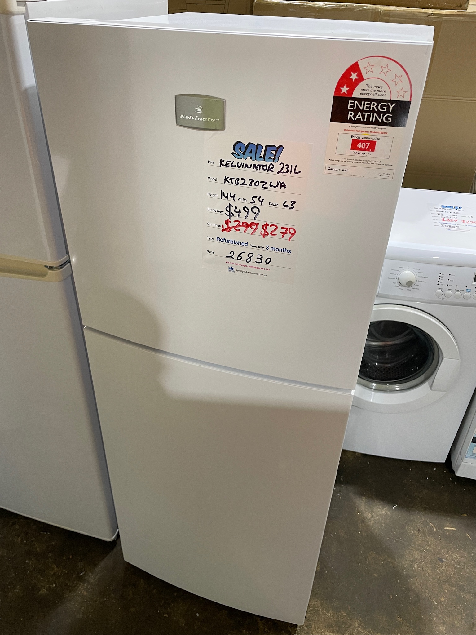 Kelvinator 231L Top Mount Fridge Freezer - Refurbished 26830 - Image 2