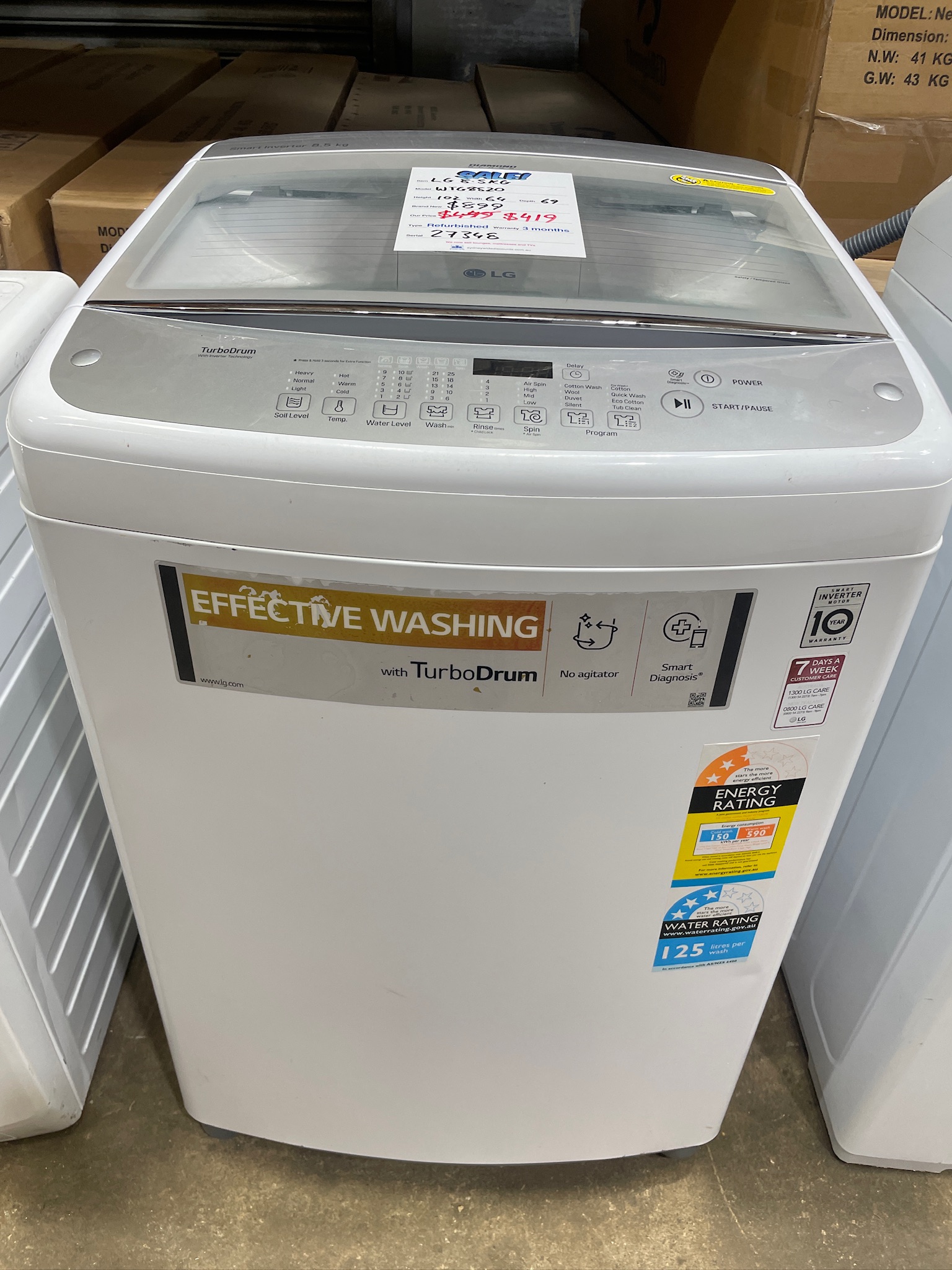 LG 8.5kg Top Load Washing Machine - Refurbished 27348