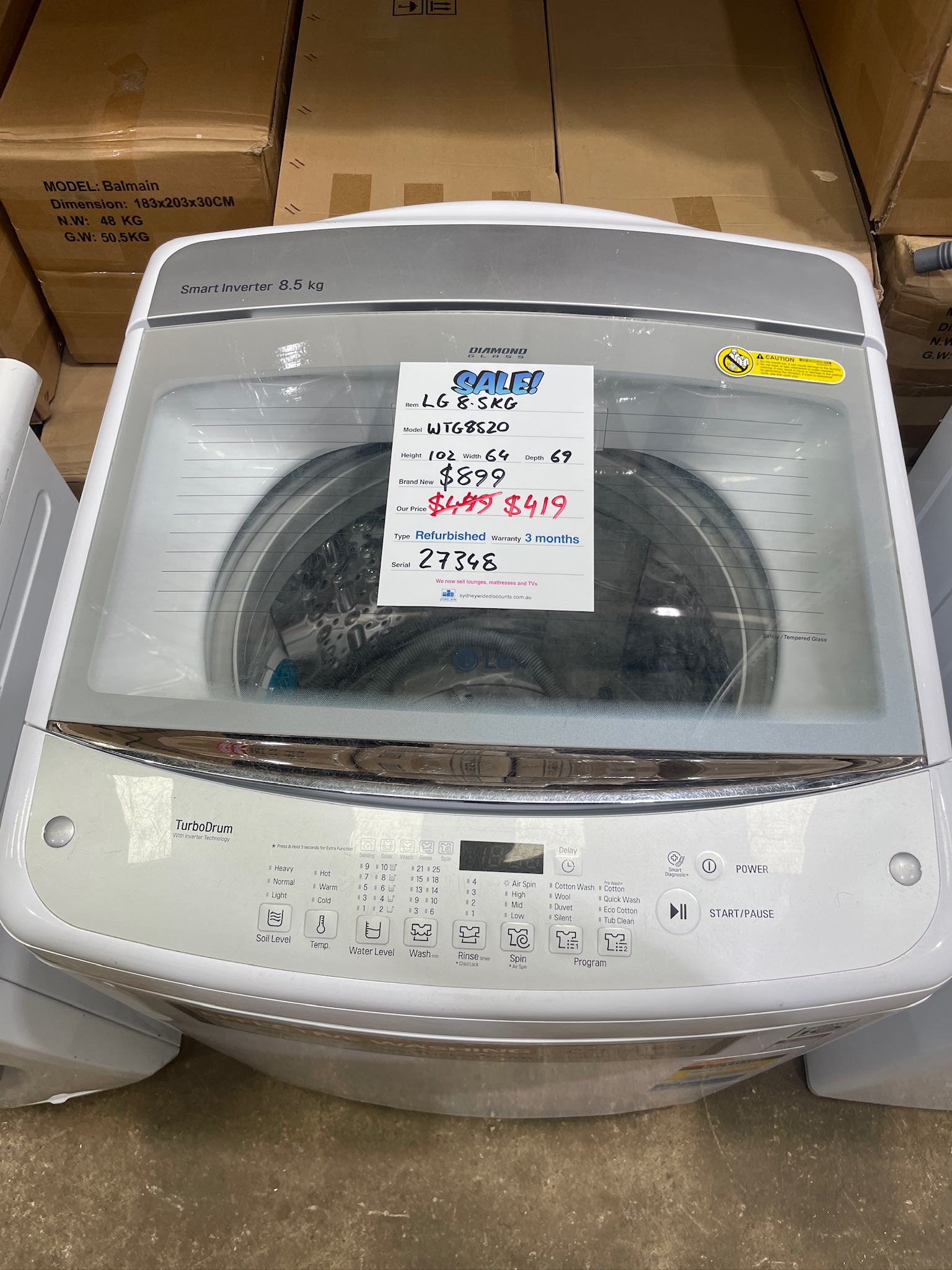 LG 8.5kg Top Load Washing Machine - Refurbished 27348 - Image 3