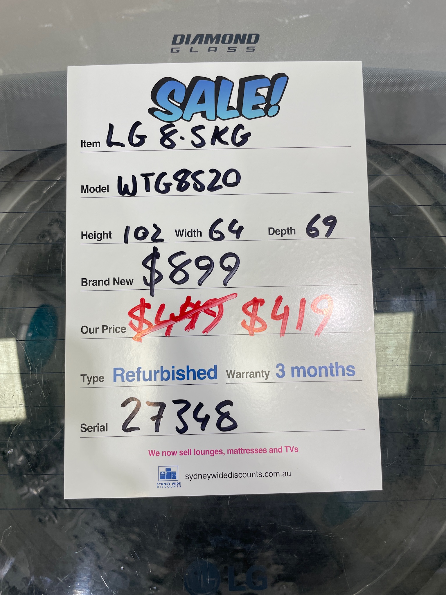 LG 8.5kg Top Load Washing Machine - Refurbished 27348 - Image 5