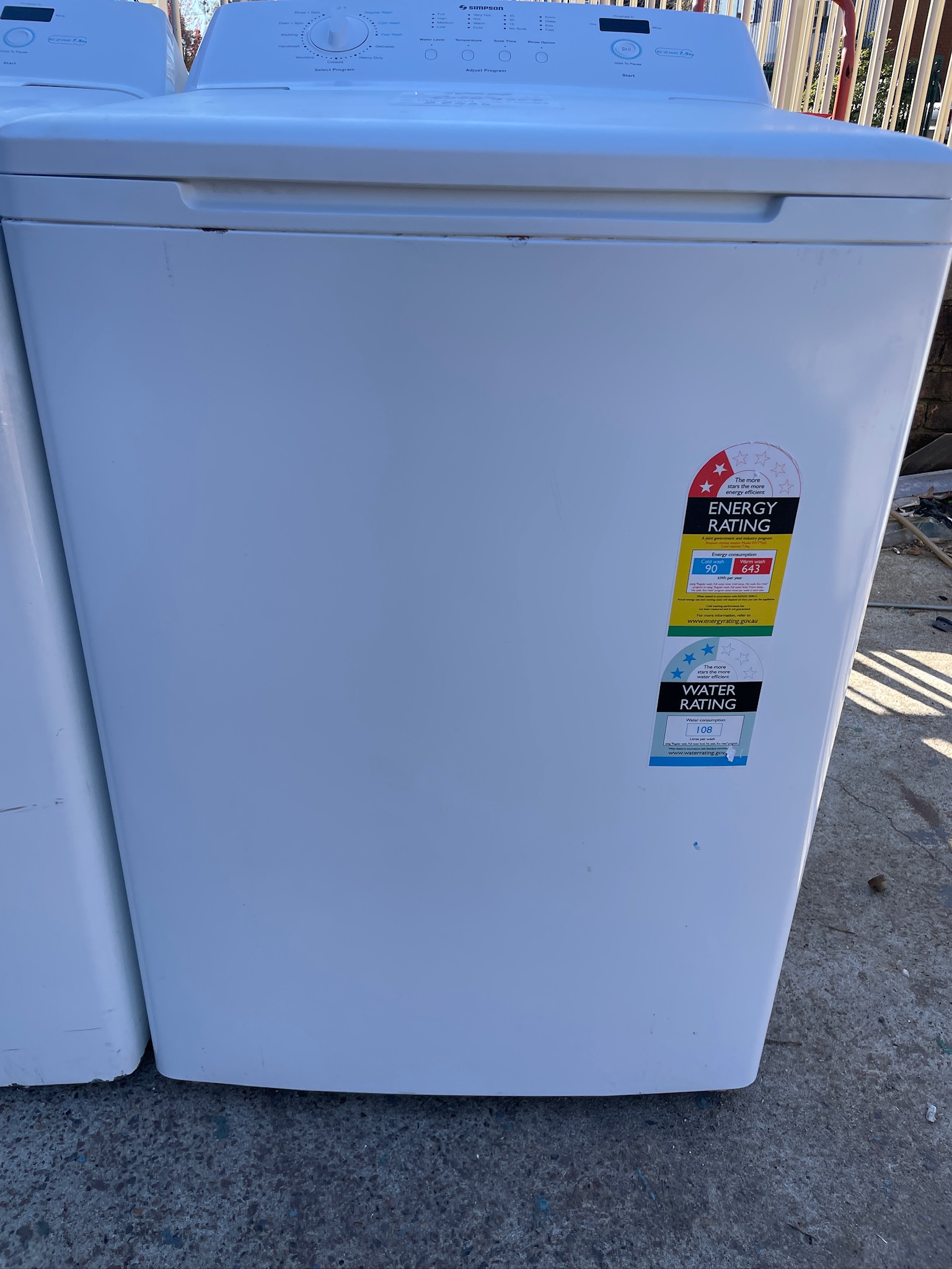 Simpson 7.5kg Top Load Washing Machine - Refurbished 27404 - Image 2