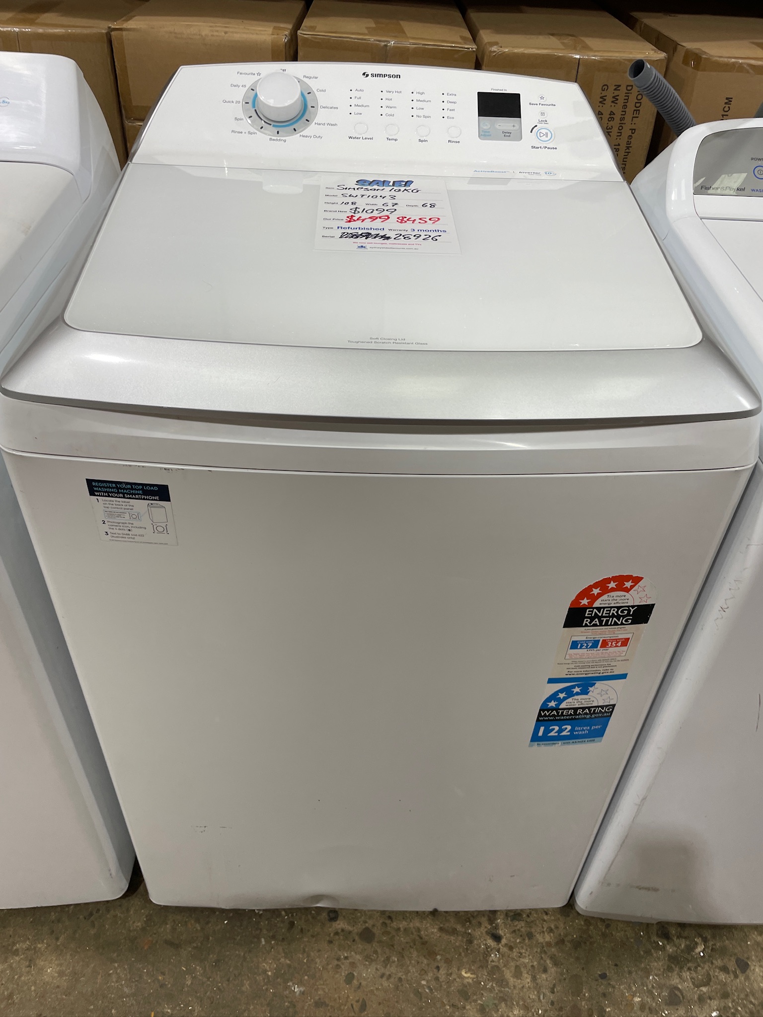 Simpson 10kg Top Load Washing Machine - Refurbished 28926