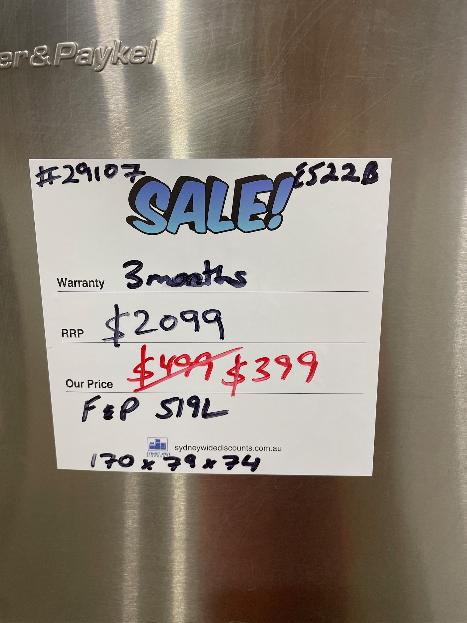 Fisher & Paykel 519L Silver Bottom Mount Fridge Freezer - Refurbished 29107 - Image 9