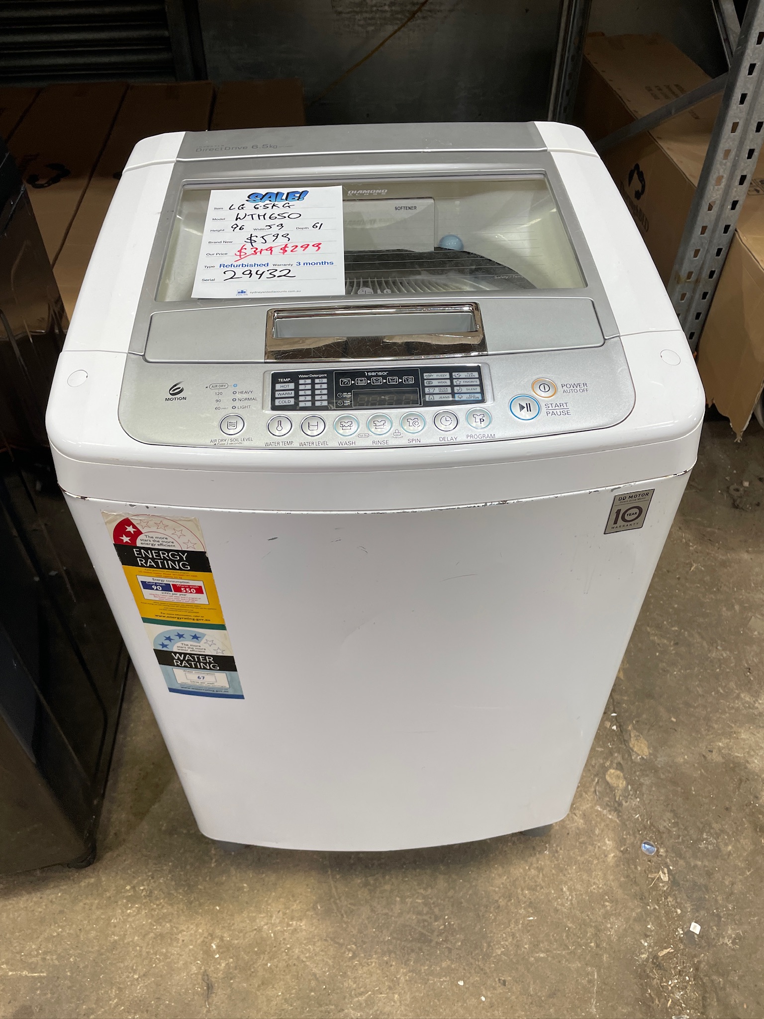 LG 6.5kg Top Load Washing Machine - Refurbished 29432