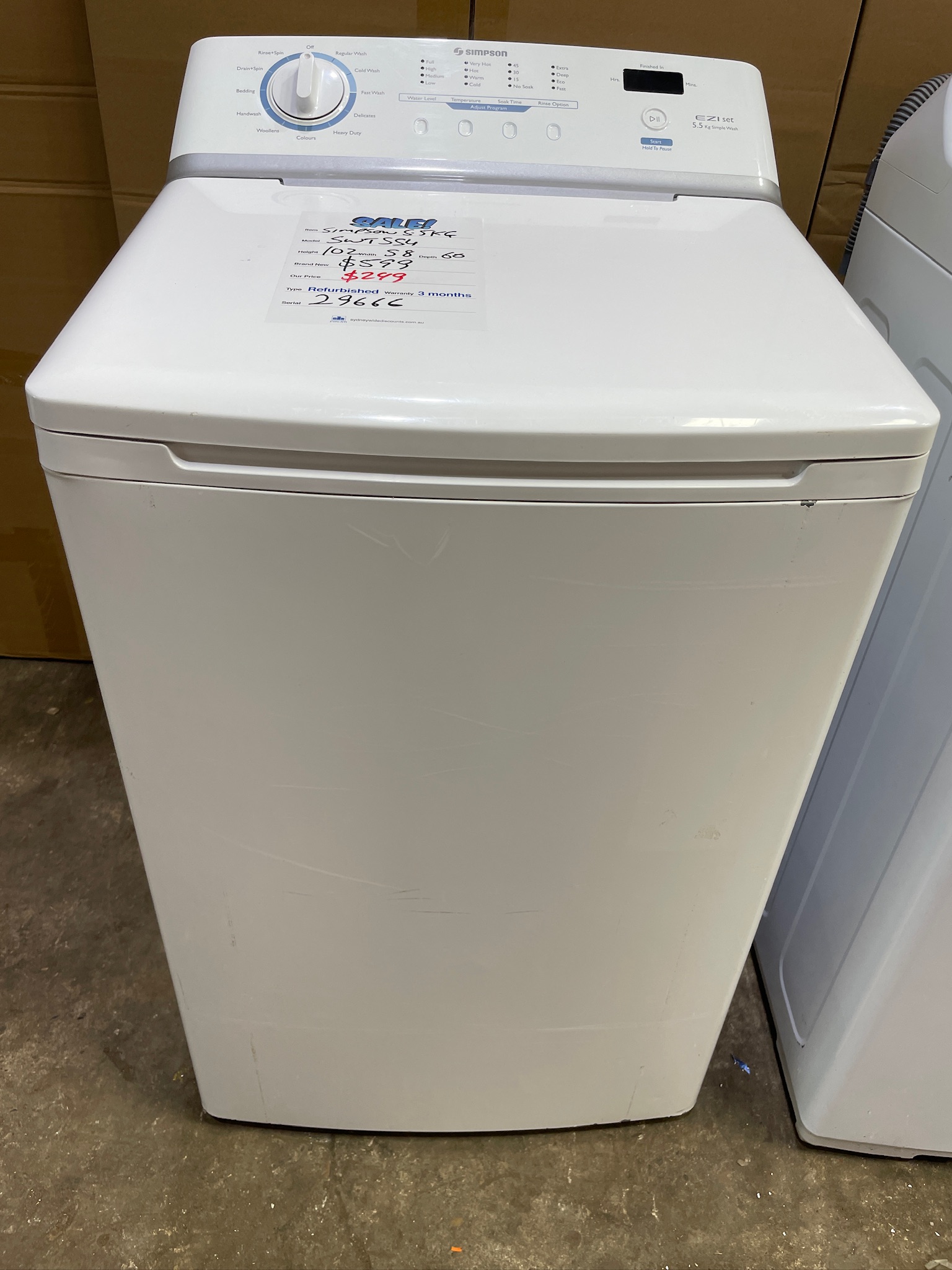 Simpson 5.5kg Top Load Washing Machine - Refurbished 29666