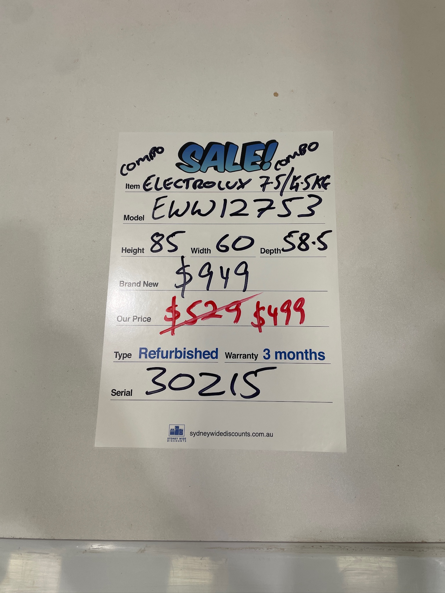 Electrolux 7.5kg/4.5kg Washer Dryer Combo Machine - Refurbished 30215 - Image 5