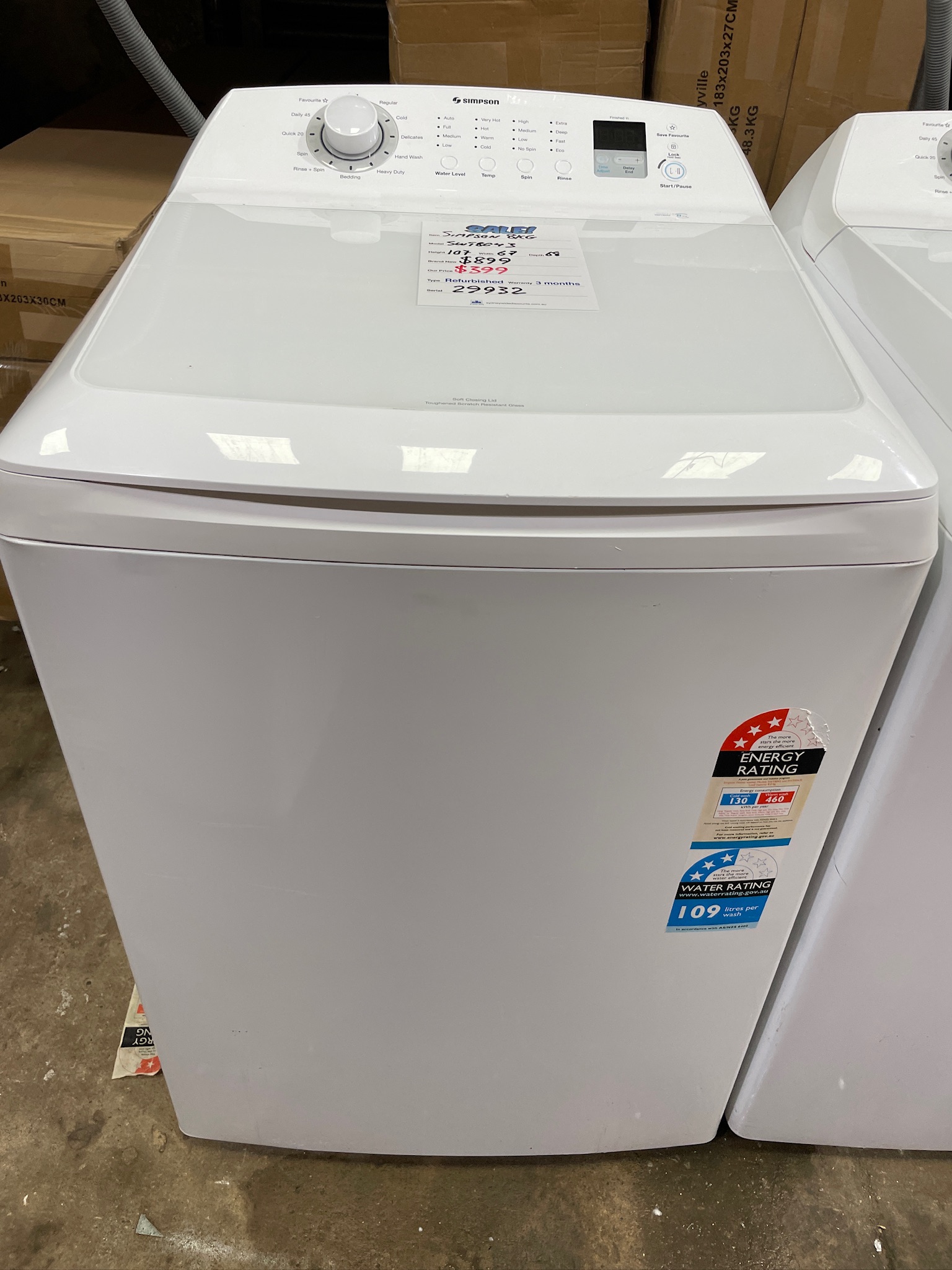 Simpson 8kg Top Load Washing Machine - Refurbished 29932