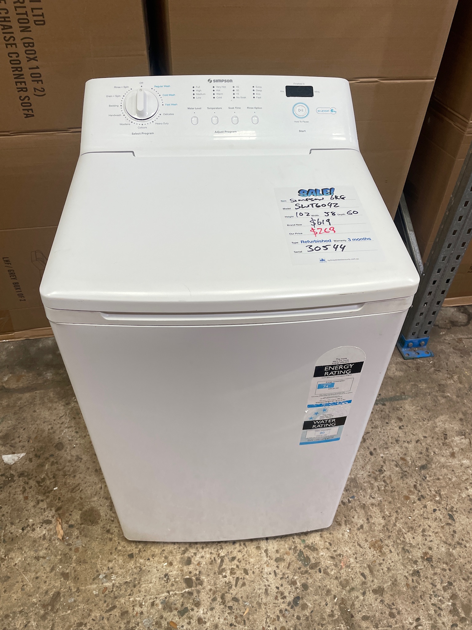 Simpson 6kg Top Load Washing Machine - Refurbished 30544