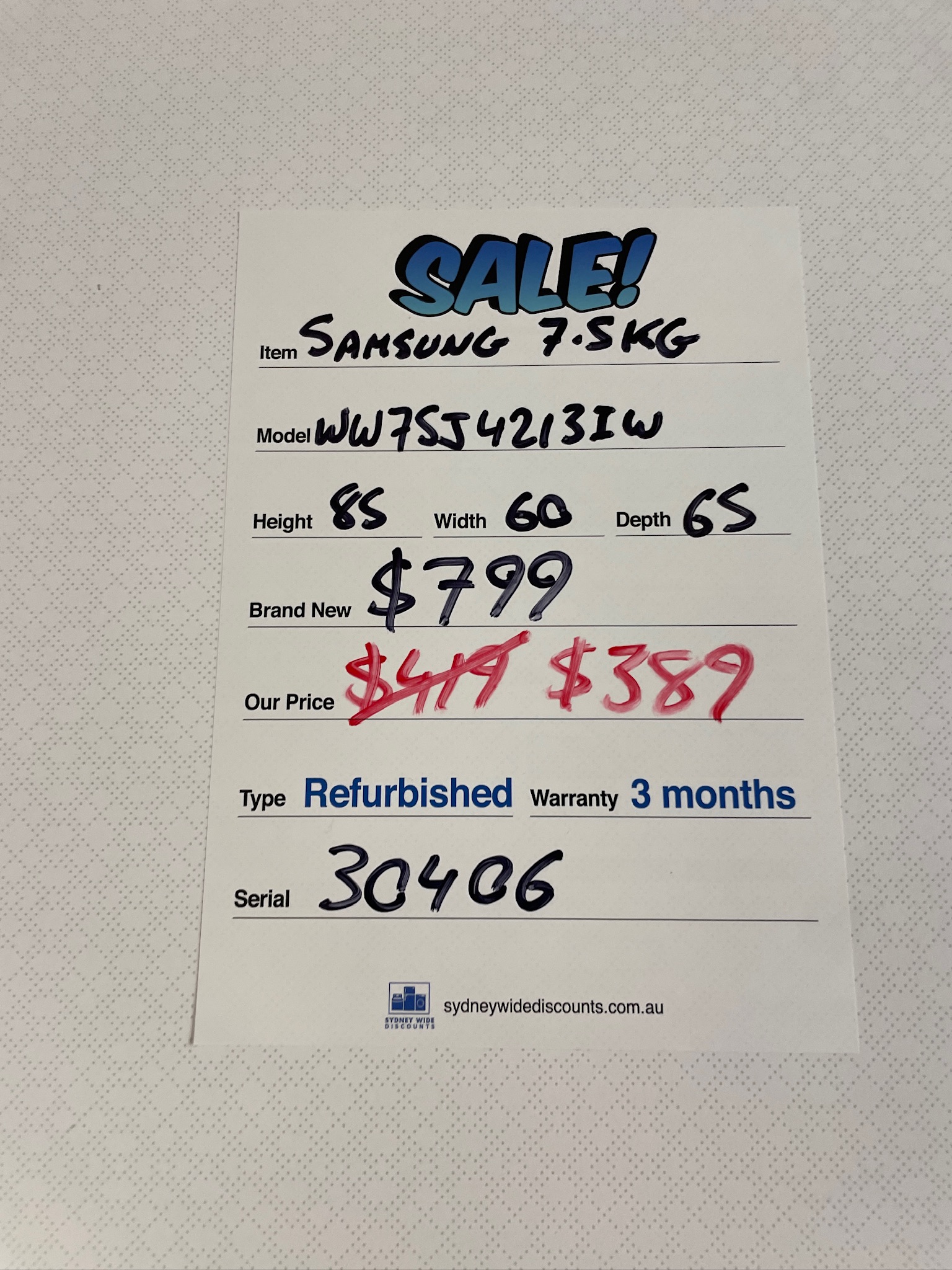 Samsung 7.5kg Front Load Washing Machine - Refurbished 30406 - Image 4