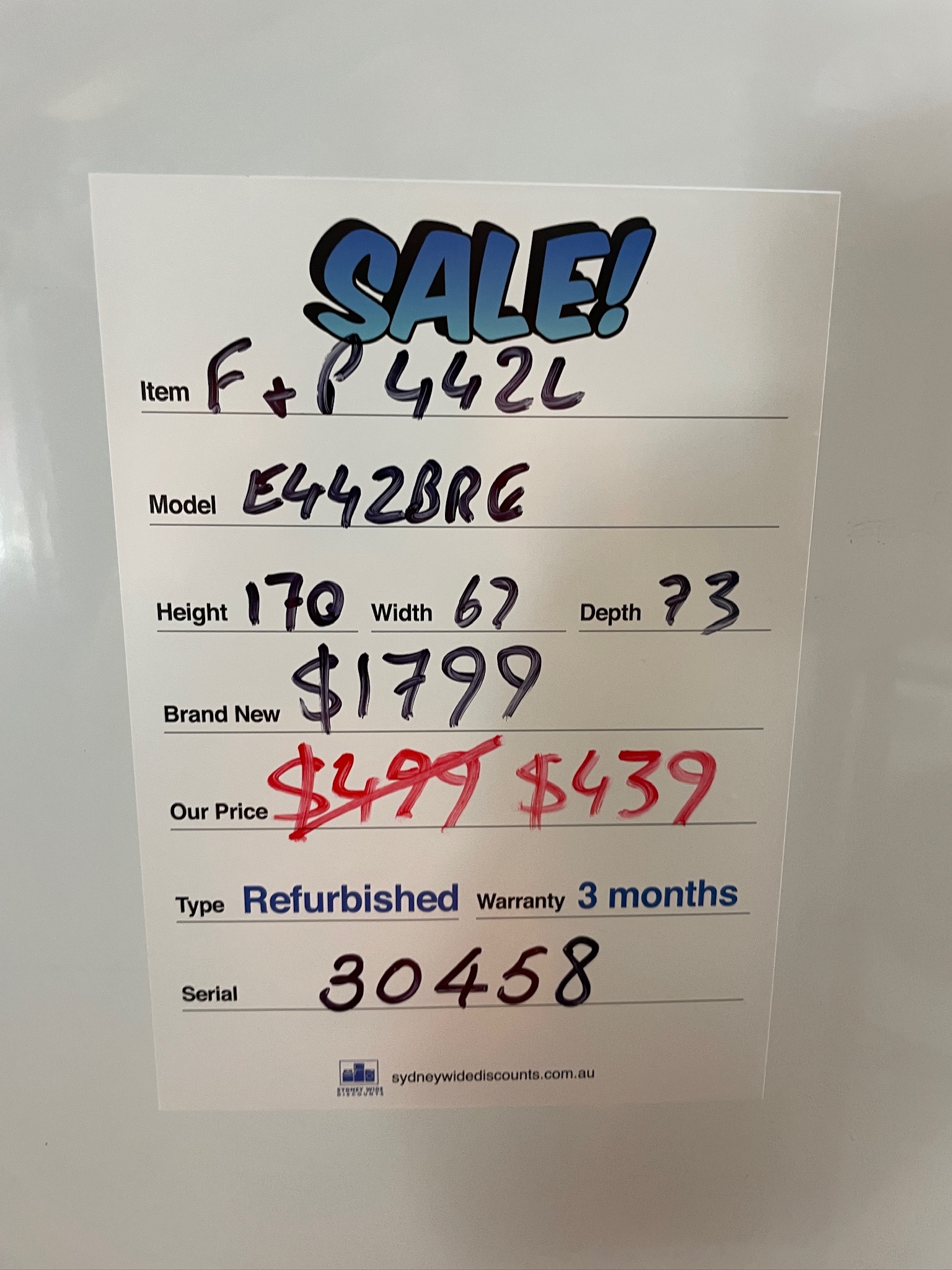 Fisher & Paykel 442L White Bottom Mount Fridge Freezer - Refurbished 30458 - Image 7