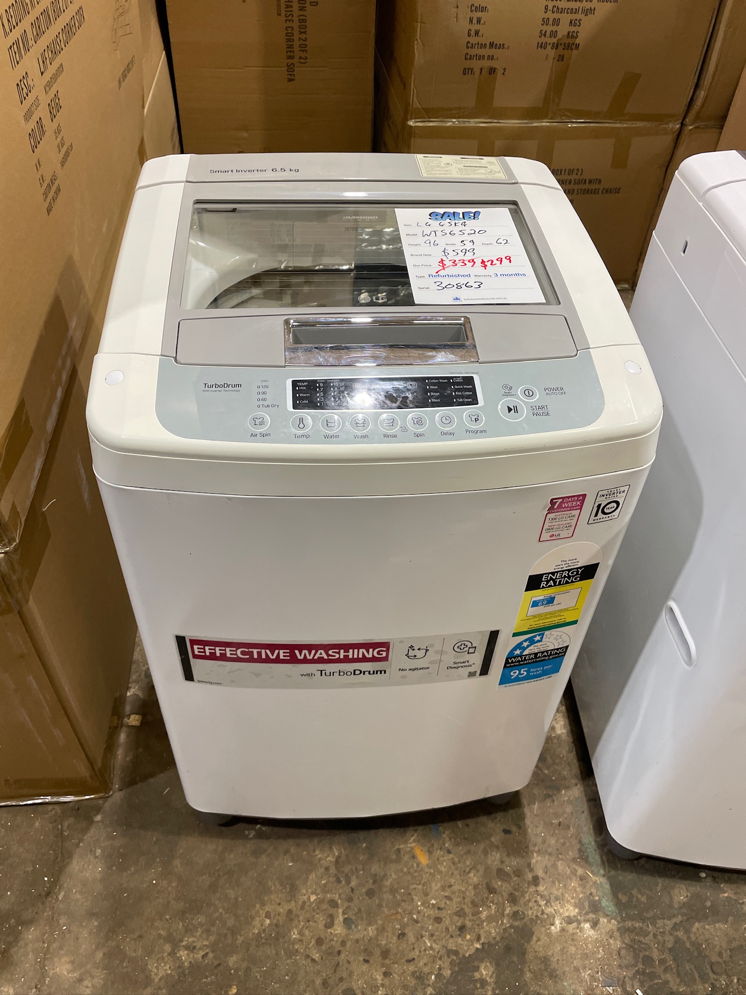 LG 6.5kg Top Load Washing Machine - Refurbished 30863