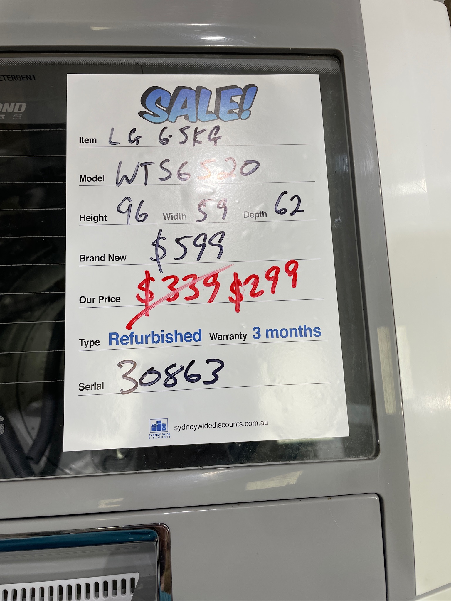 LG 6.5kg Top Load Washing Machine - Refurbished 30863 - Image 3
