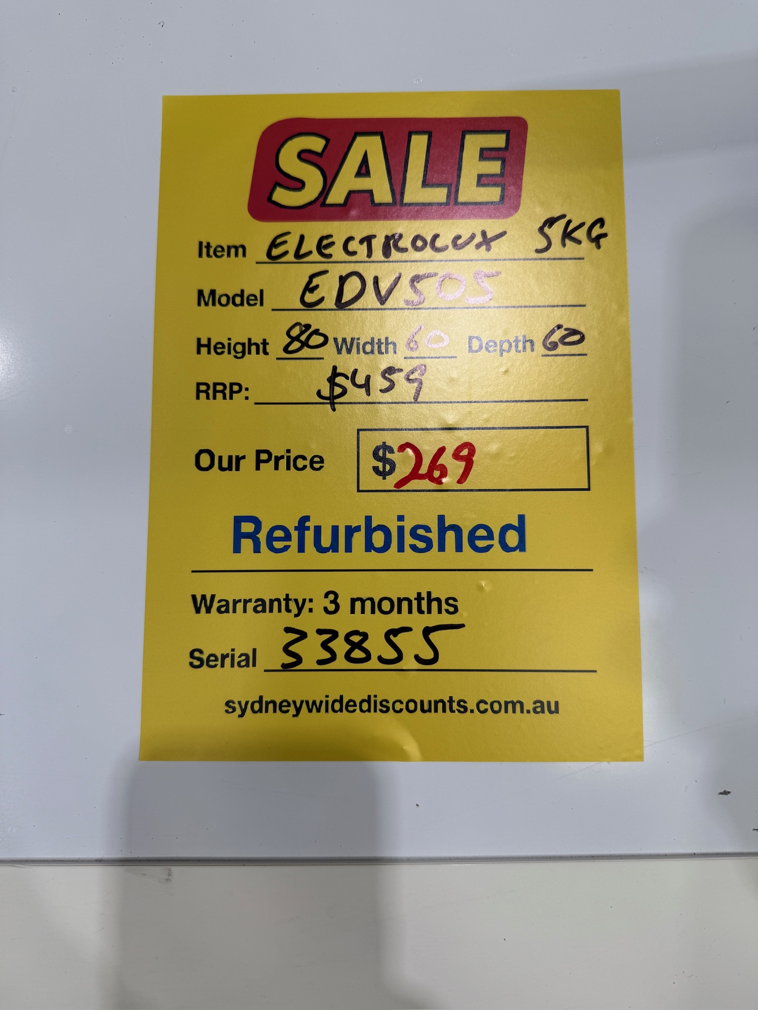 Electrolux 5kg Vented Dryer - Refurbished 33855 - Image 3