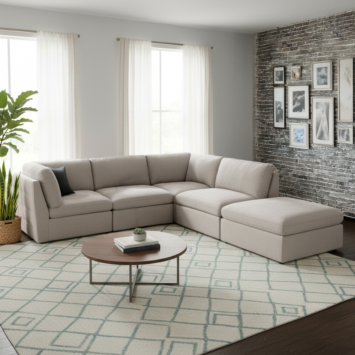 Atlantis Fabric Modular Sofa - Beige -IMMEDIATE DELIVERY! - Image 4