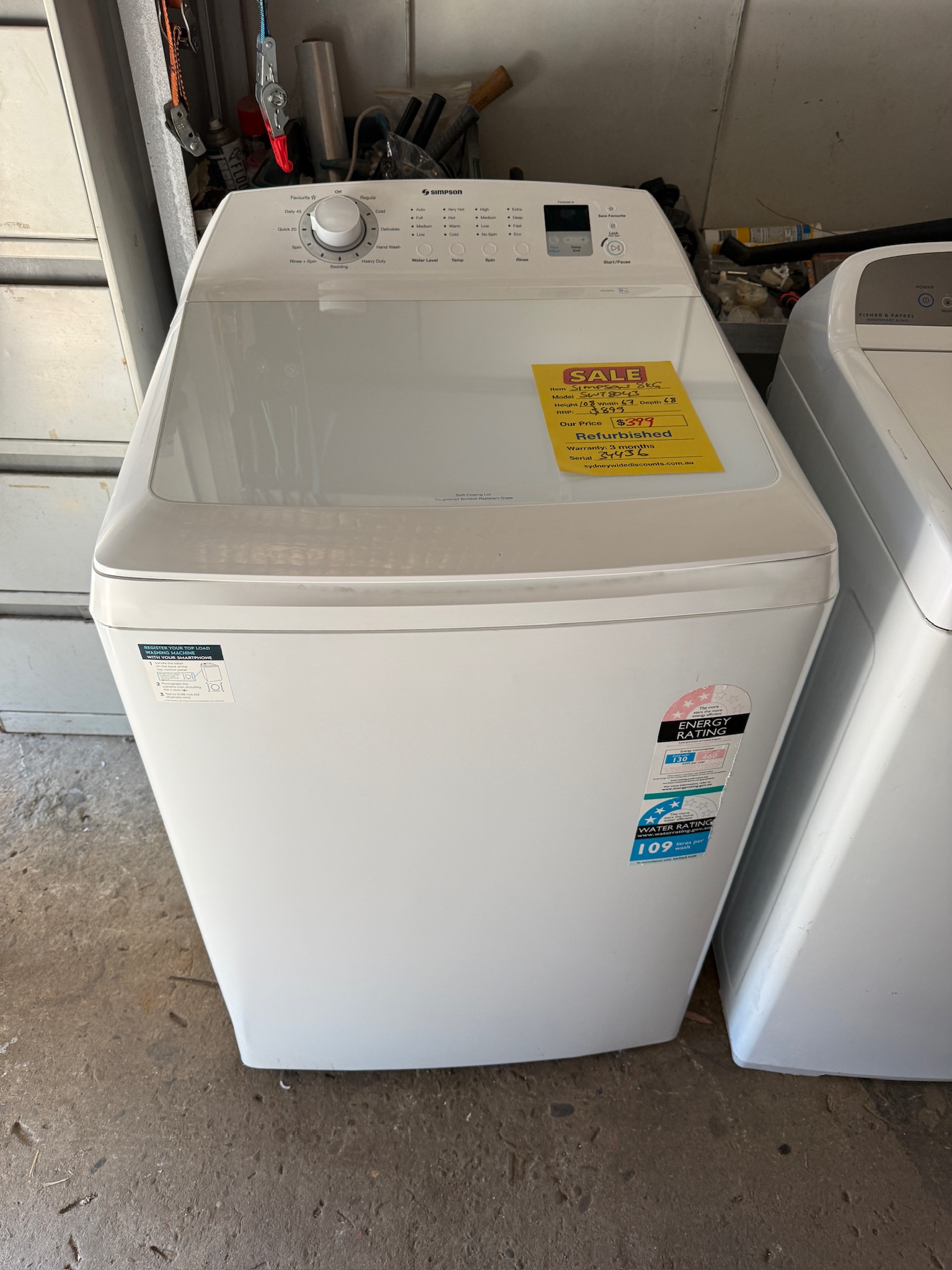 Simpson 8kg Top Load Washing Machine - Refurbished 34436