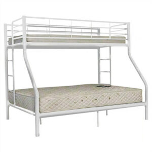 Darwin Single on Top Double on Bottom Bunk Bed – White Metal Frame