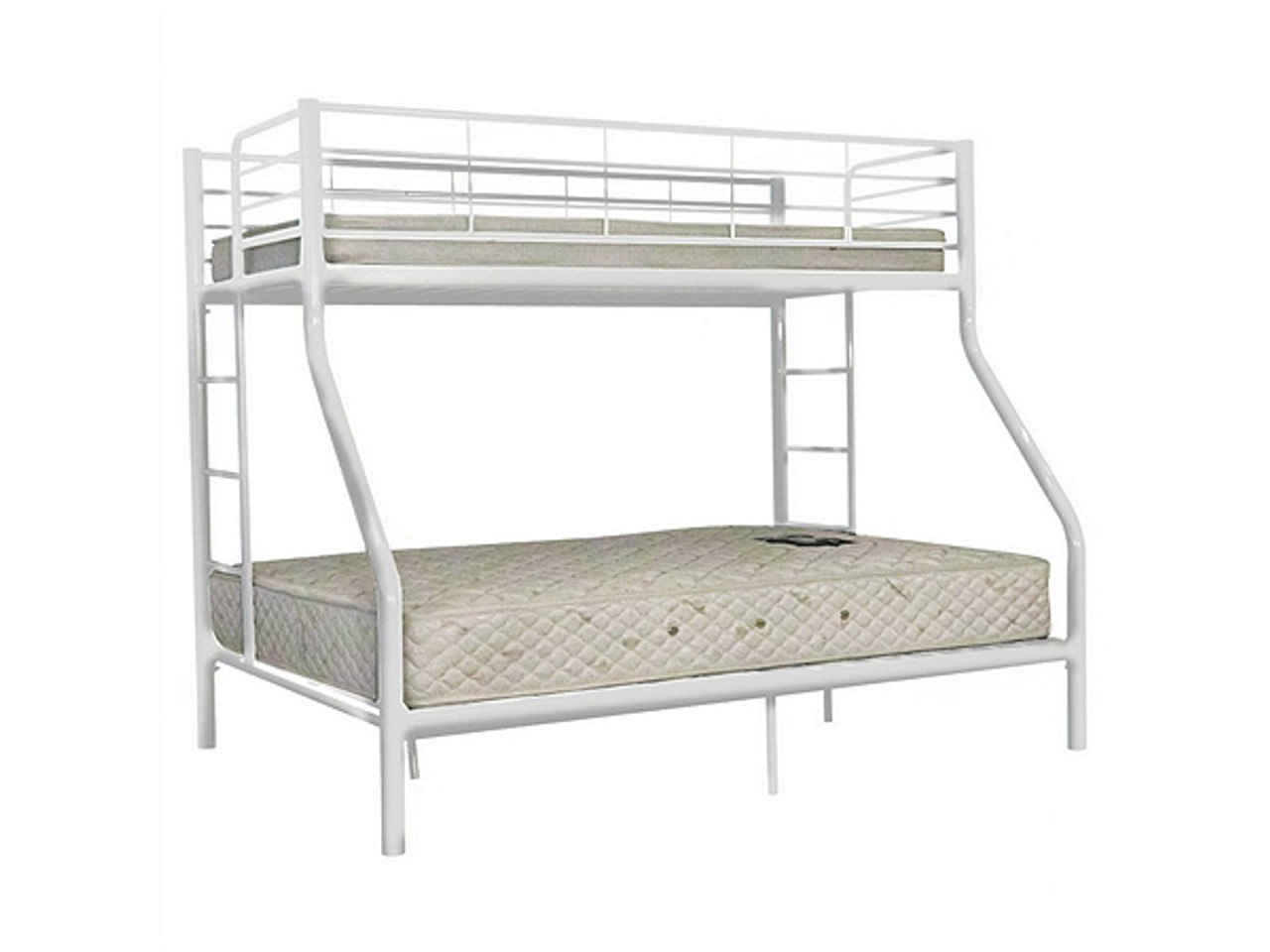 Darwin Single on Top Double on Bottom Bunk Bed – White Metal Frame
