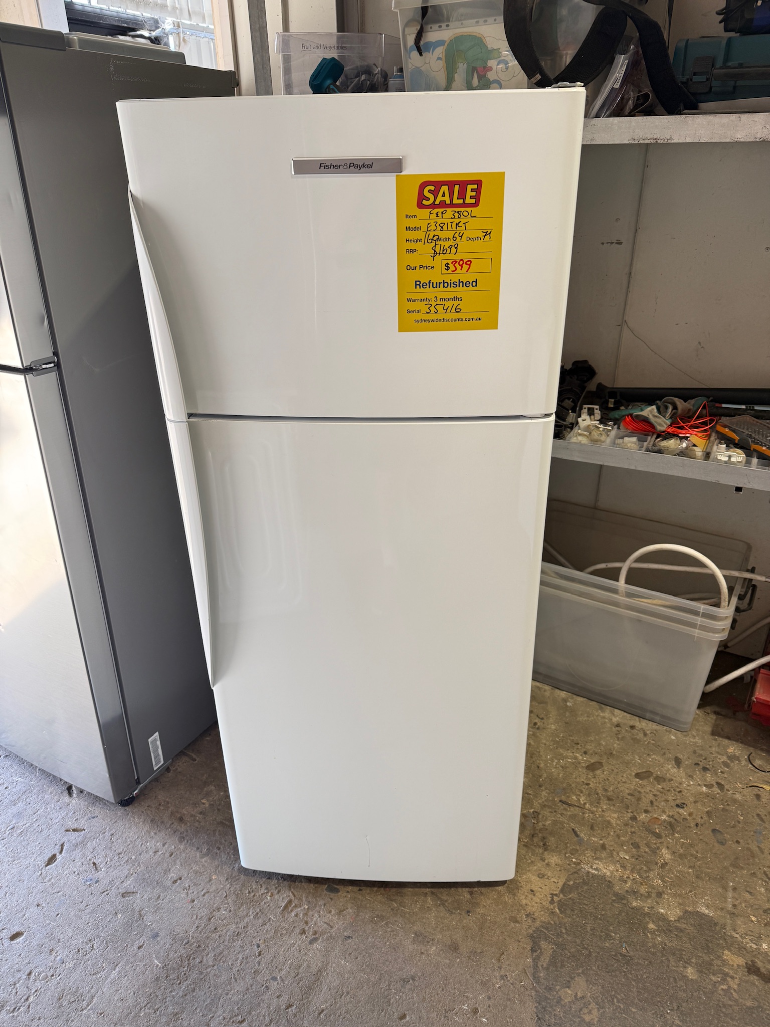 Fisher & Paykel 380L Top Mount White Fridge Freezer - Refurbished 35416