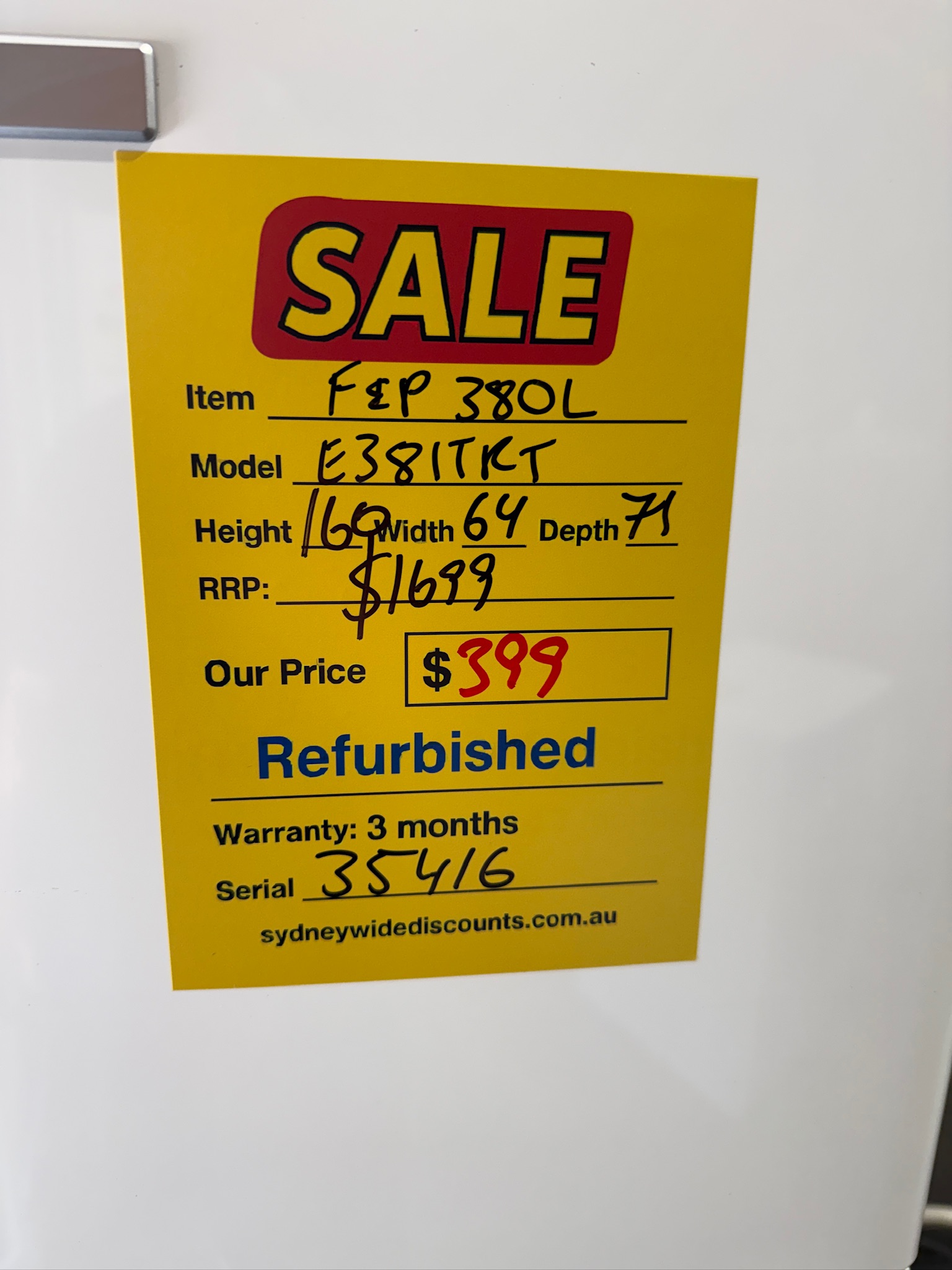 Fisher & Paykel 380L Top Mount White Fridge Freezer - Refurbished 35416 - Image 6
