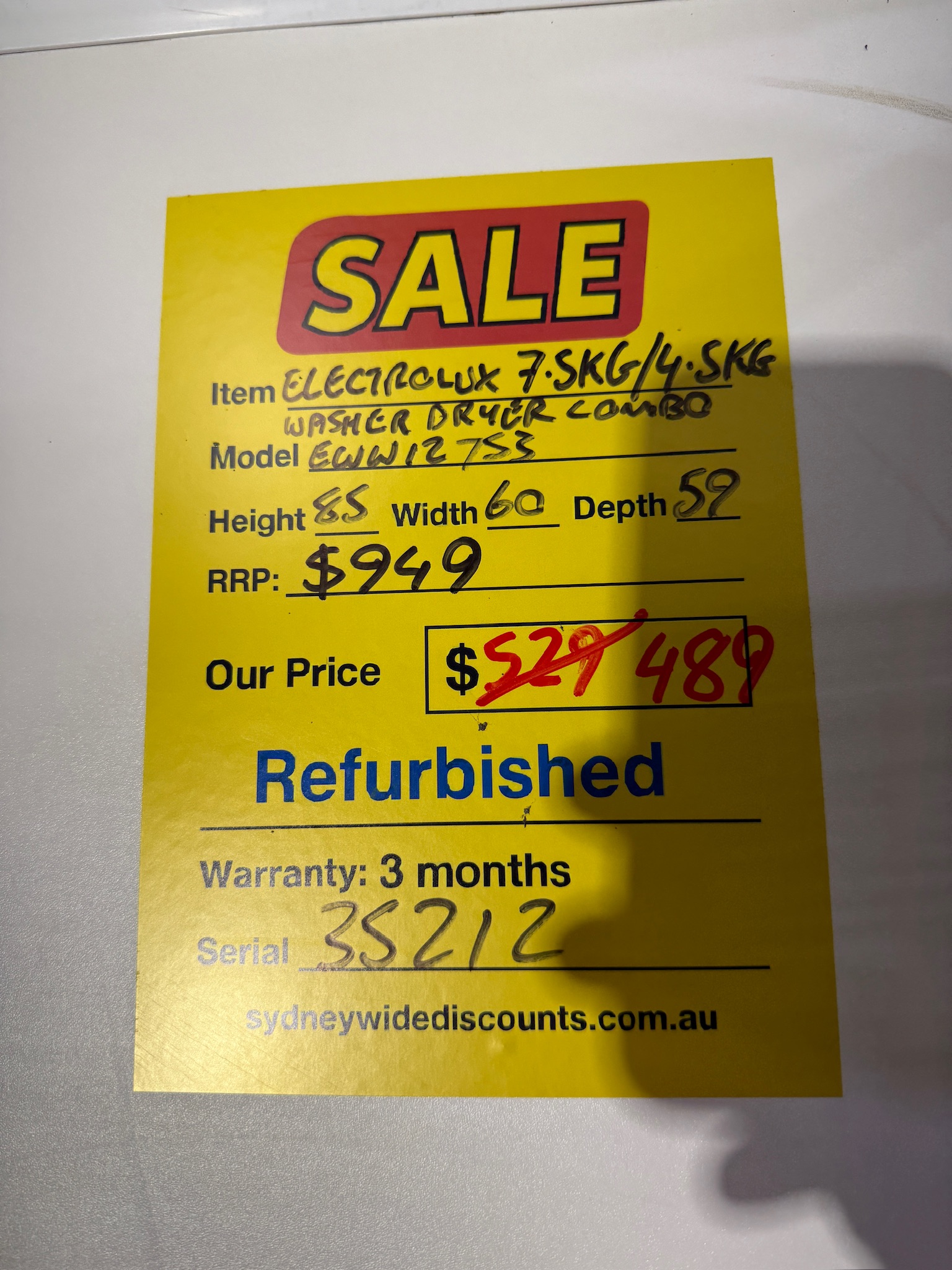Electrolux 7.5kg/4.5kg Washer Dryer Combo Machine - Refurbished 35212 - Image 4