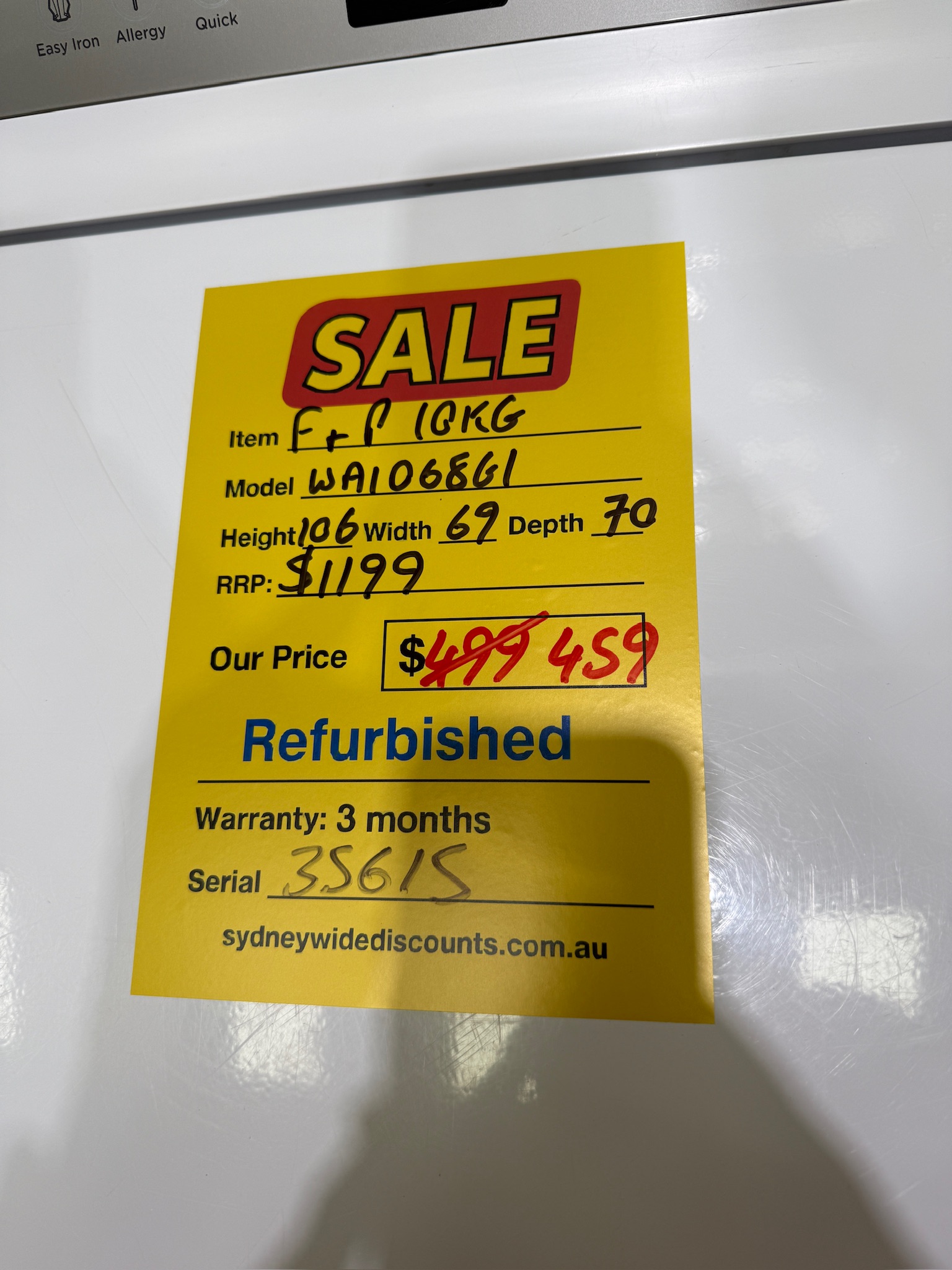 Fisher & Paykel 10kg Top Load Washing Machine - Refurbished 35615 - Image 5