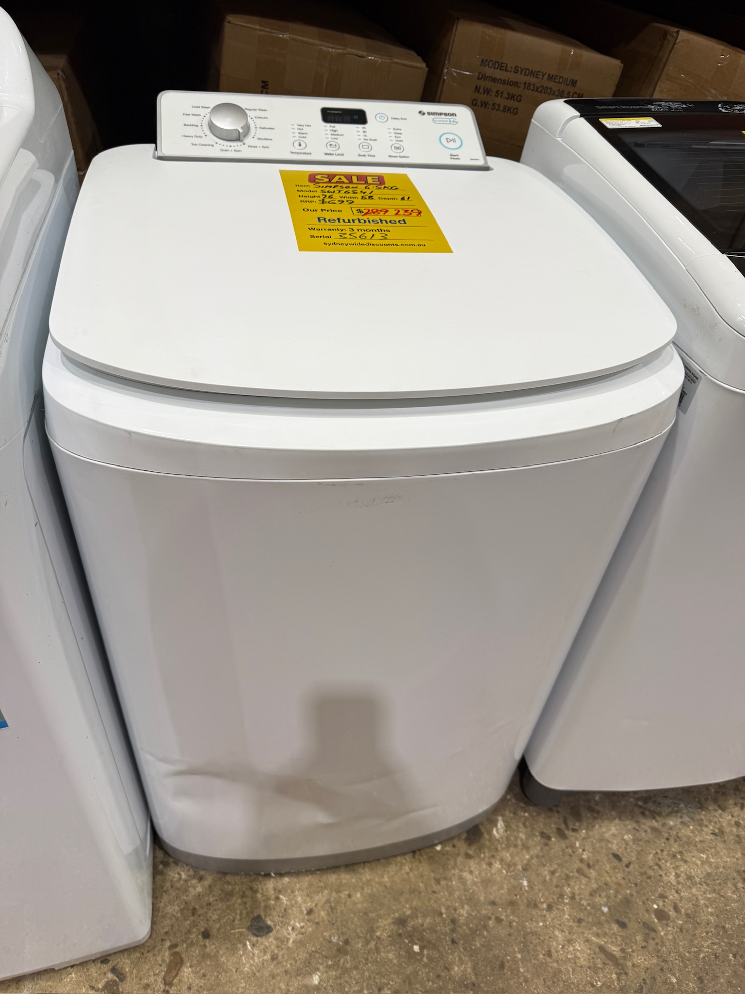 Simpson 6.5kg Top Load Washing Machine - Refurbished 35613