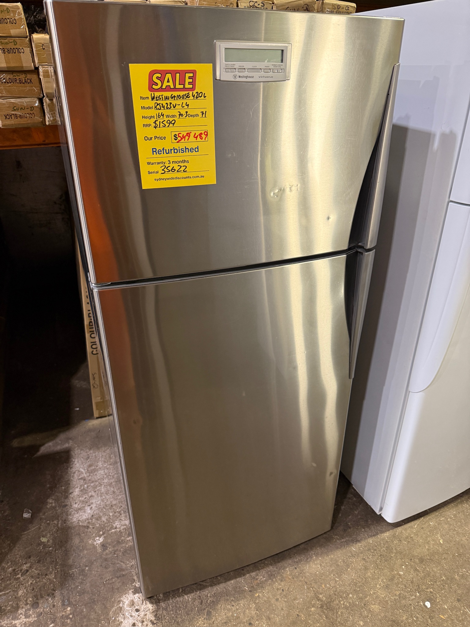 Westinghouse 420L Silver Top Mount Fridge Freezer - Refurbished 35622 - Image 3