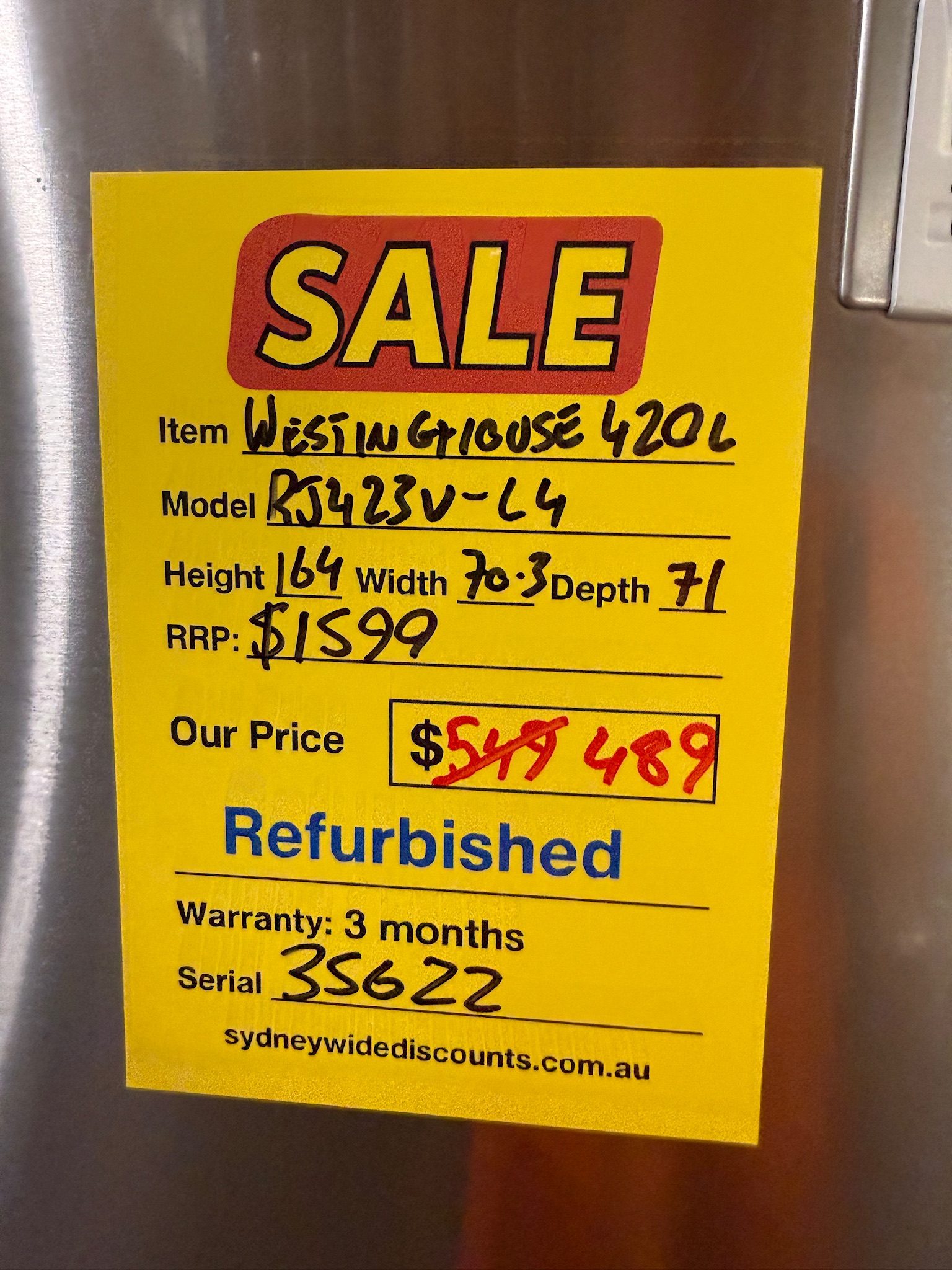 Westinghouse 420L Silver Top Mount Fridge Freezer - Refurbished 35622 - Image 9