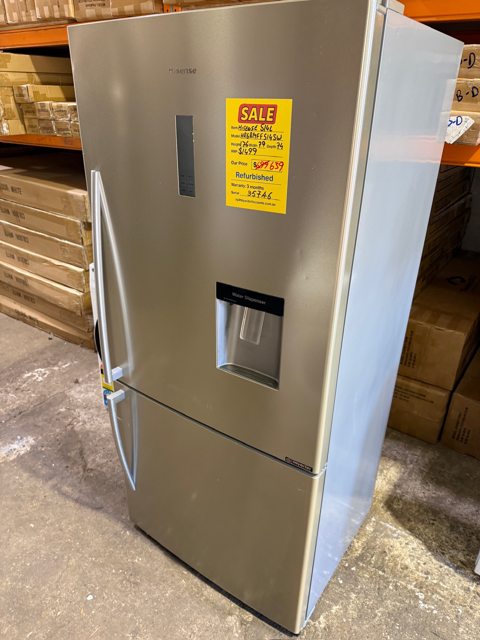 Hisense 514L Silver Bottom Mount Fridge Freezer - Refurbished 35746 - Image 9
