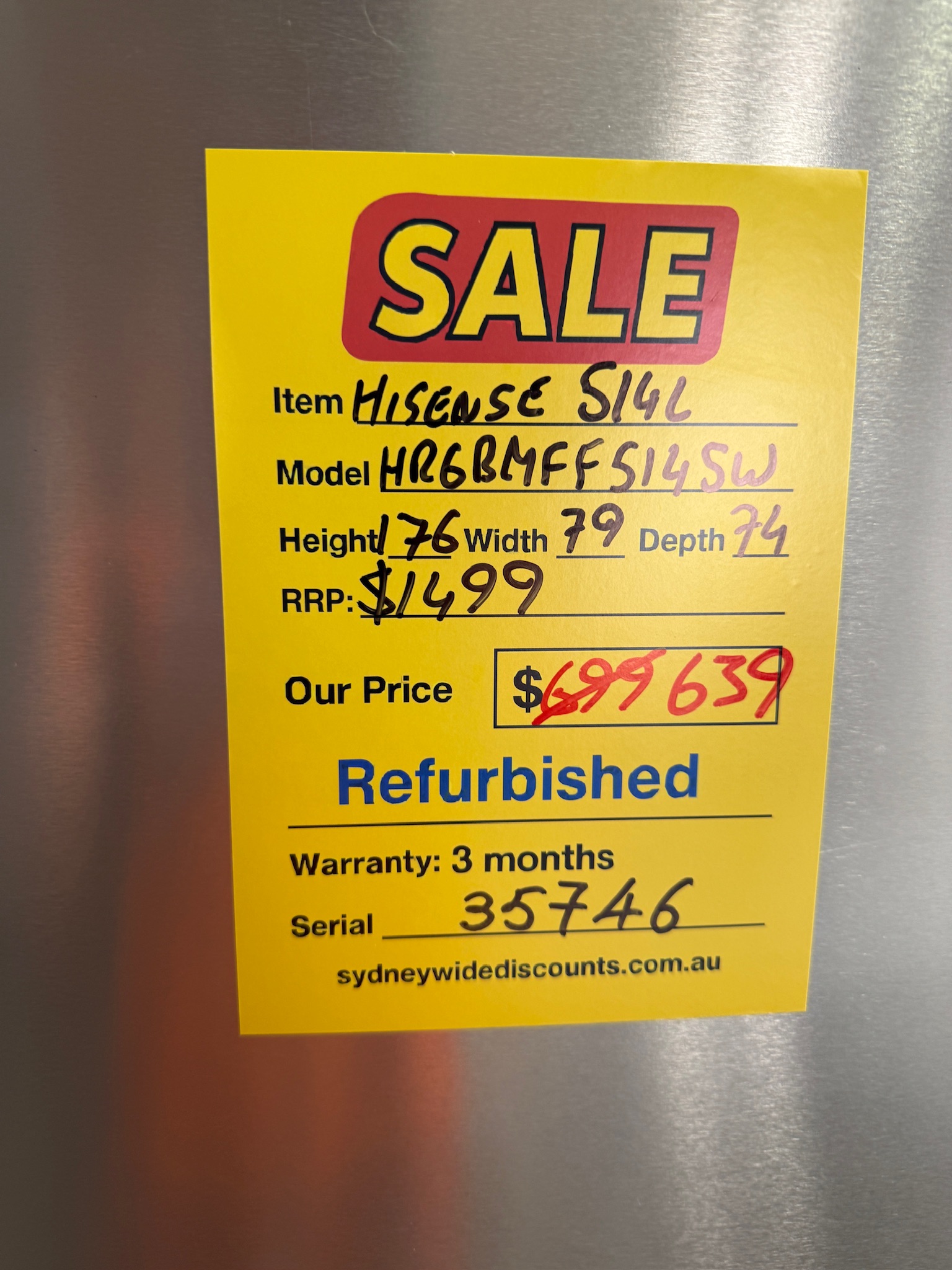 Hisense 514L Silver Bottom Mount Fridge Freezer - Refurbished 35746 - Image 7