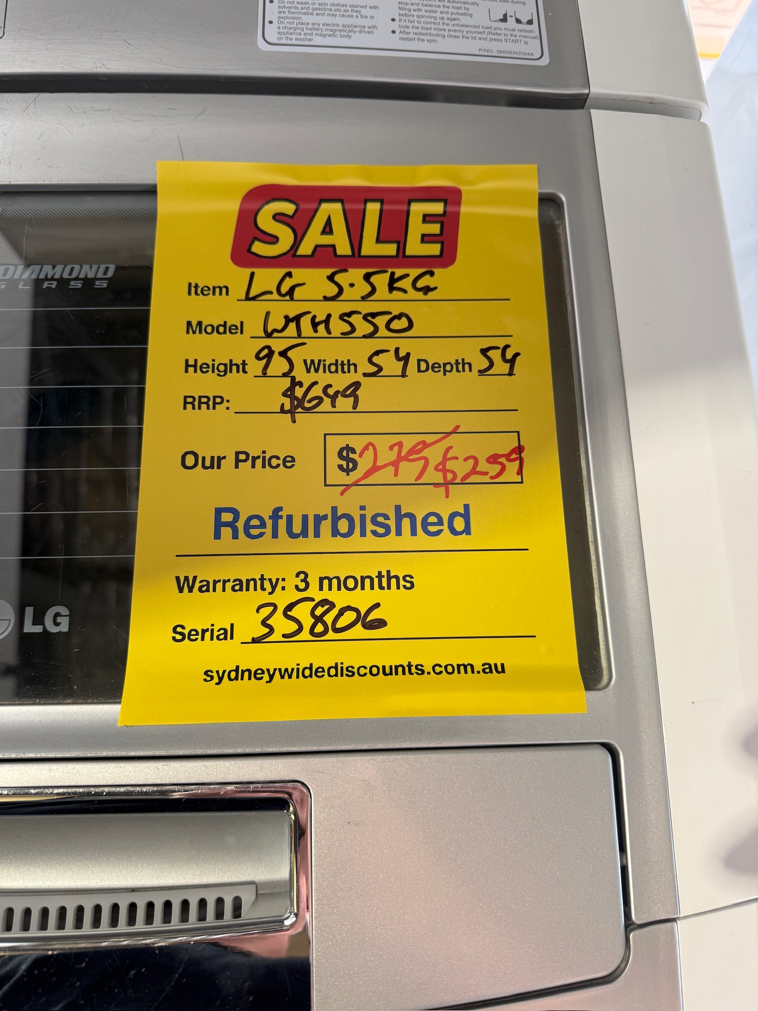 LG 5.5kg Top Load Washing Machine - Refurbished 35806 - Image 3