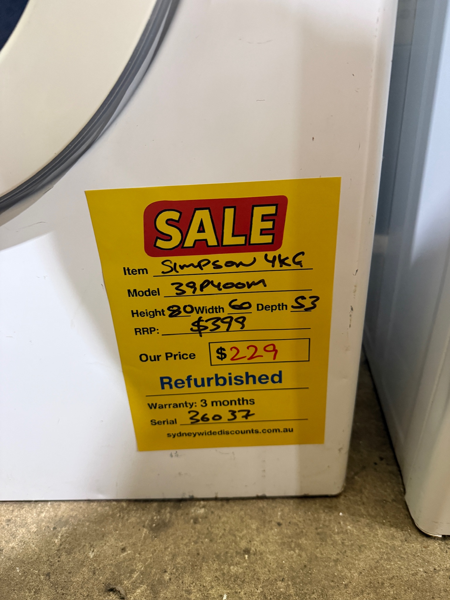 Electrolux 5kg Vented Dryer - Refurbished 36036 - Image 3