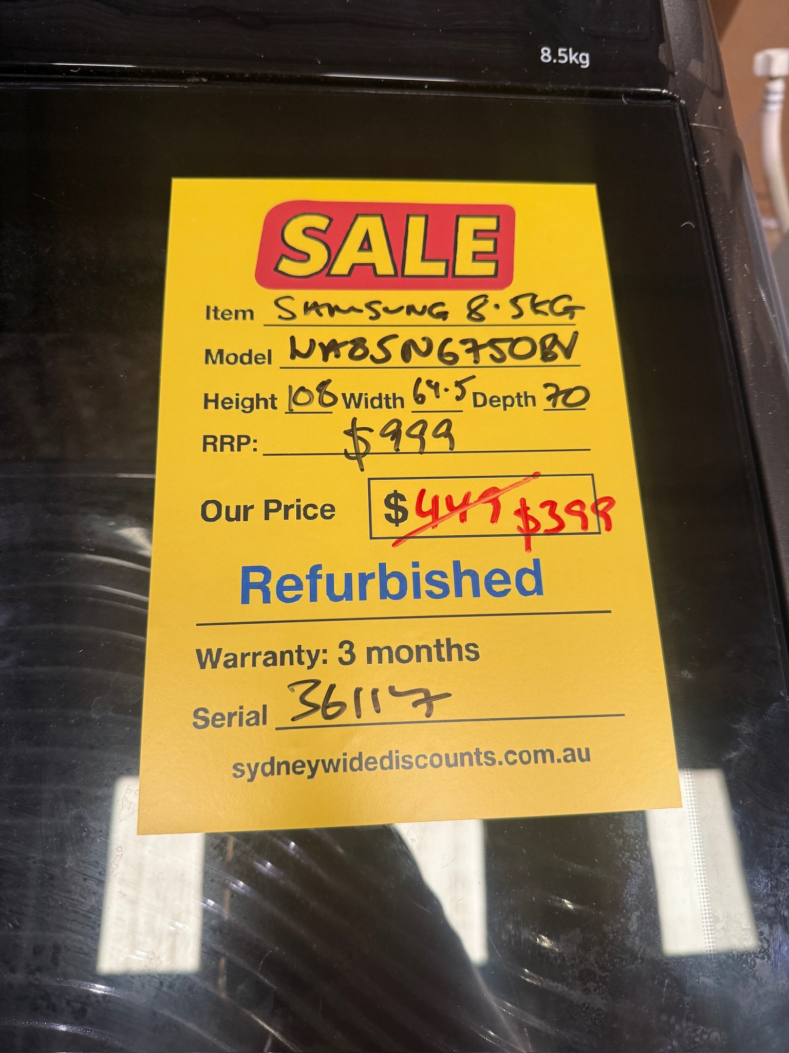 Samsung 8.5kg Top Load Washing Machine - Refurbished 36117 - Image 4