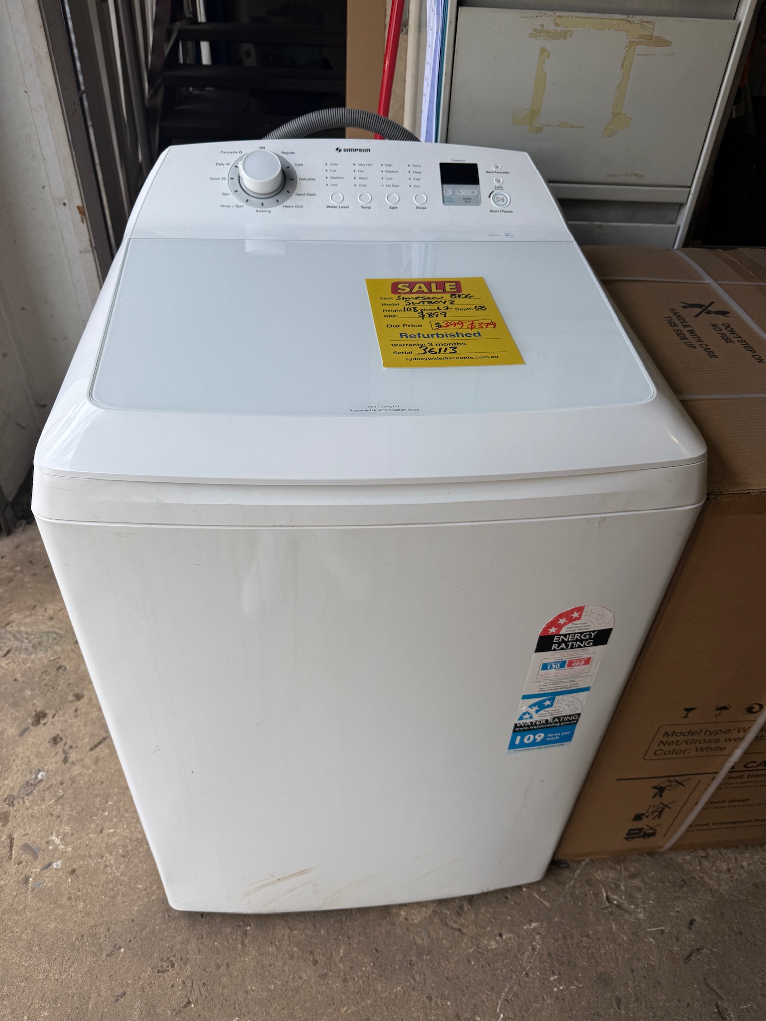 Simpson 8kg Top Load Washing Machine - Refurbished 36113