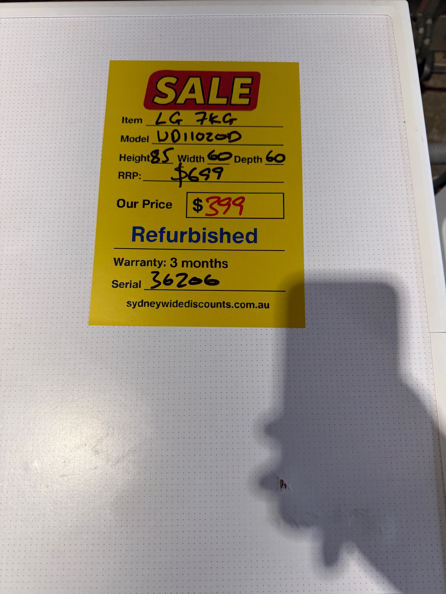LG 7kg Front Load Washing Machine - Refurbished 36206 - Image 5