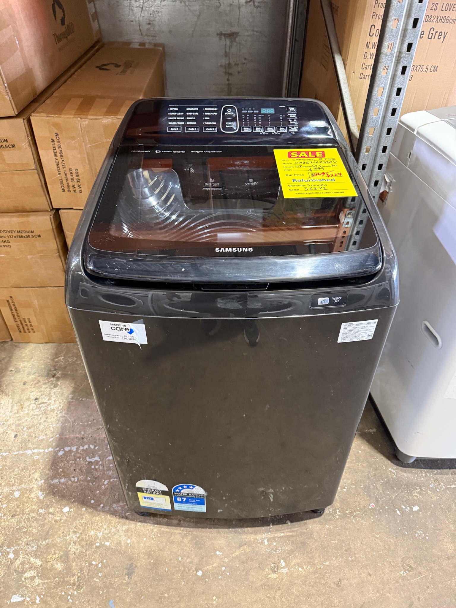 Samsung 8.5kg Top Load Washing Machine - Refurbished 36242