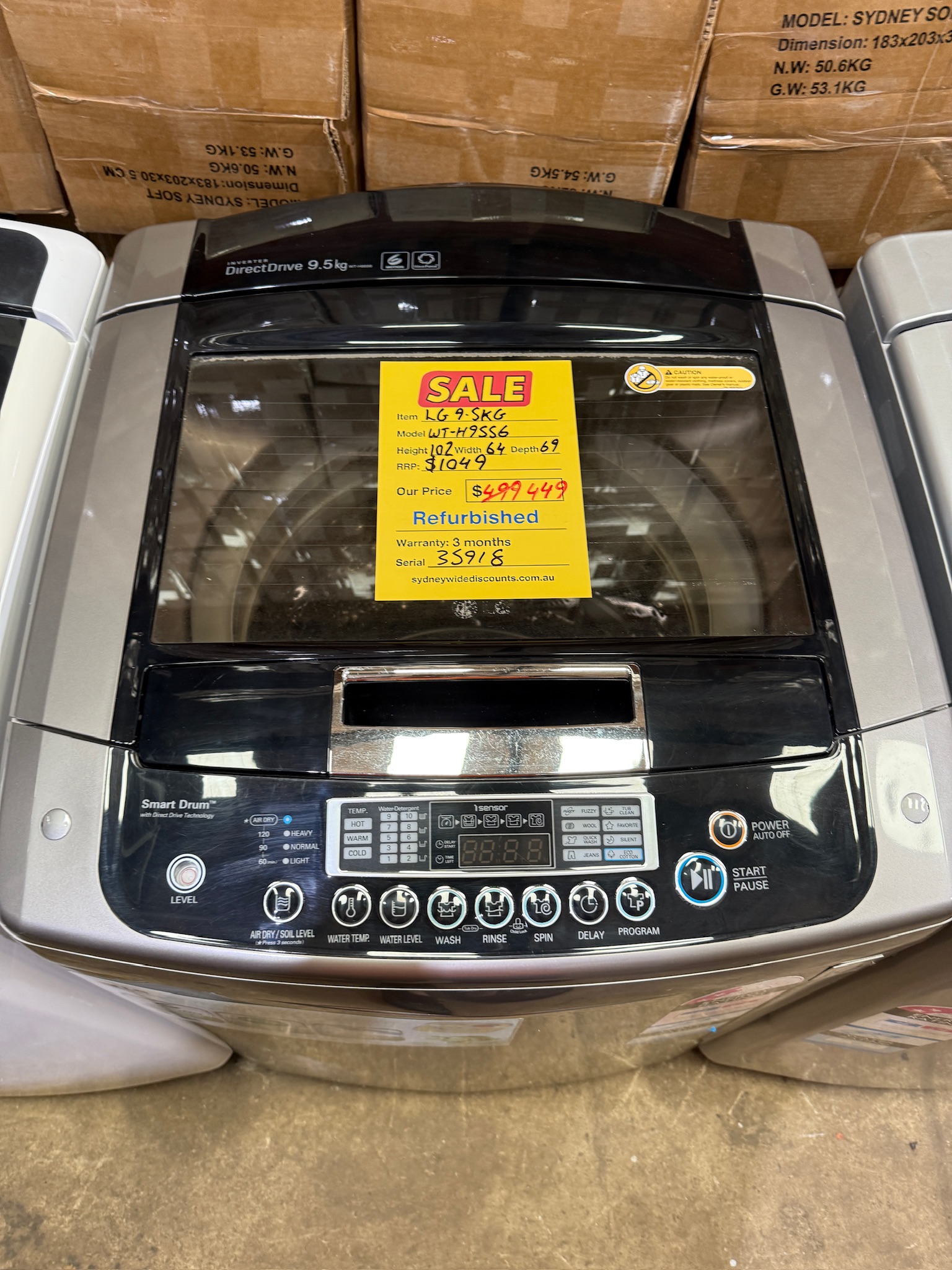 LG 9.5kg Silver Top Load Washing Machine - Refurbished 35918 - Image 2