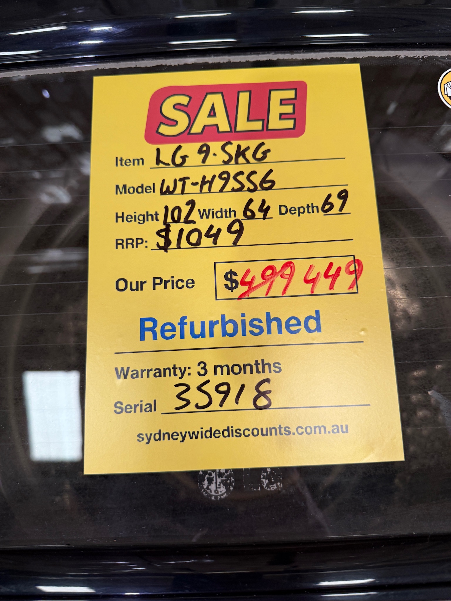 LG 9.5kg Silver Top Load Washing Machine - Refurbished 35918 - Image 4