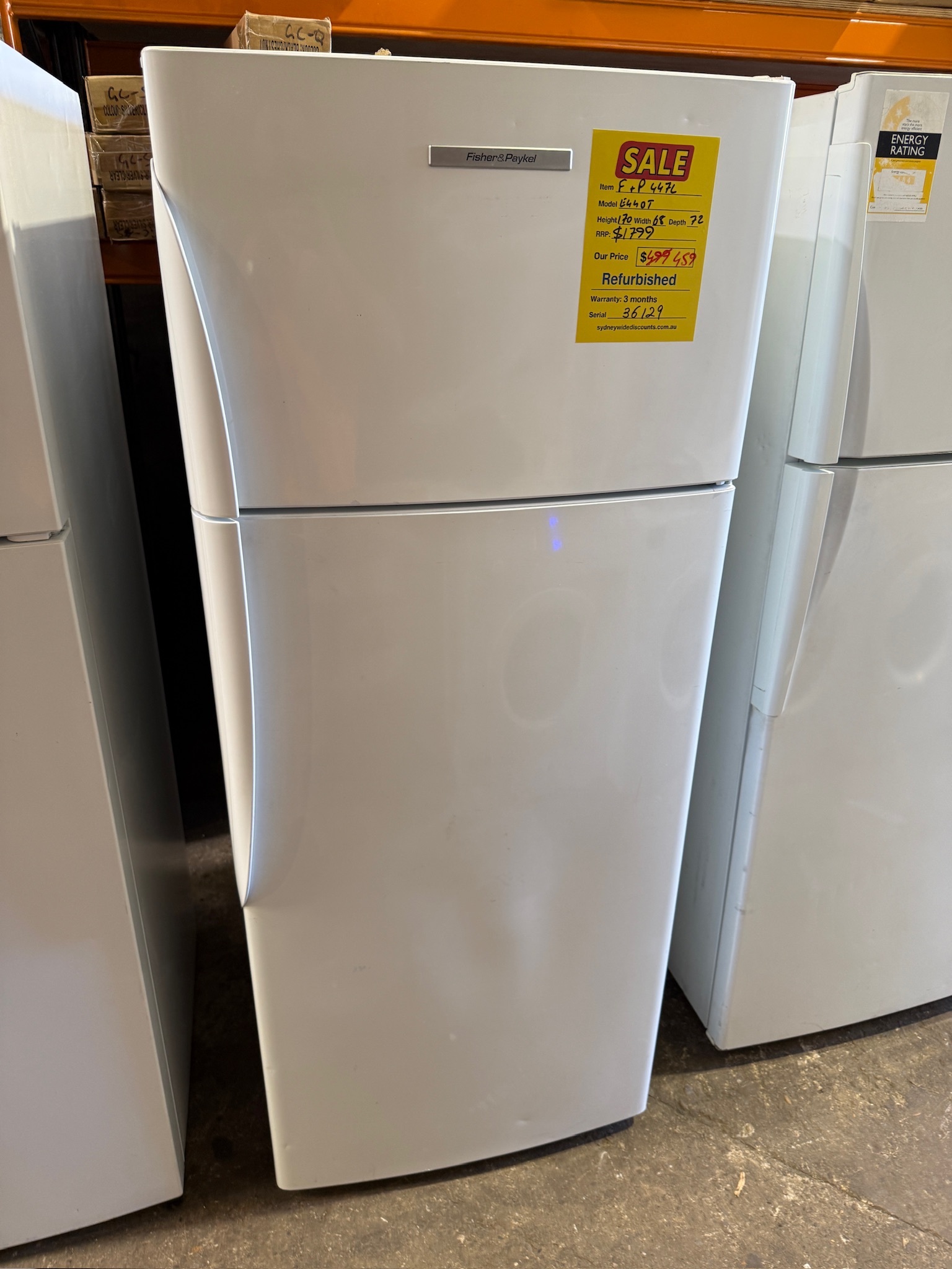 Fisher & Paykel 447L White Top Mount Fridge Freezer - Refurbished 36129