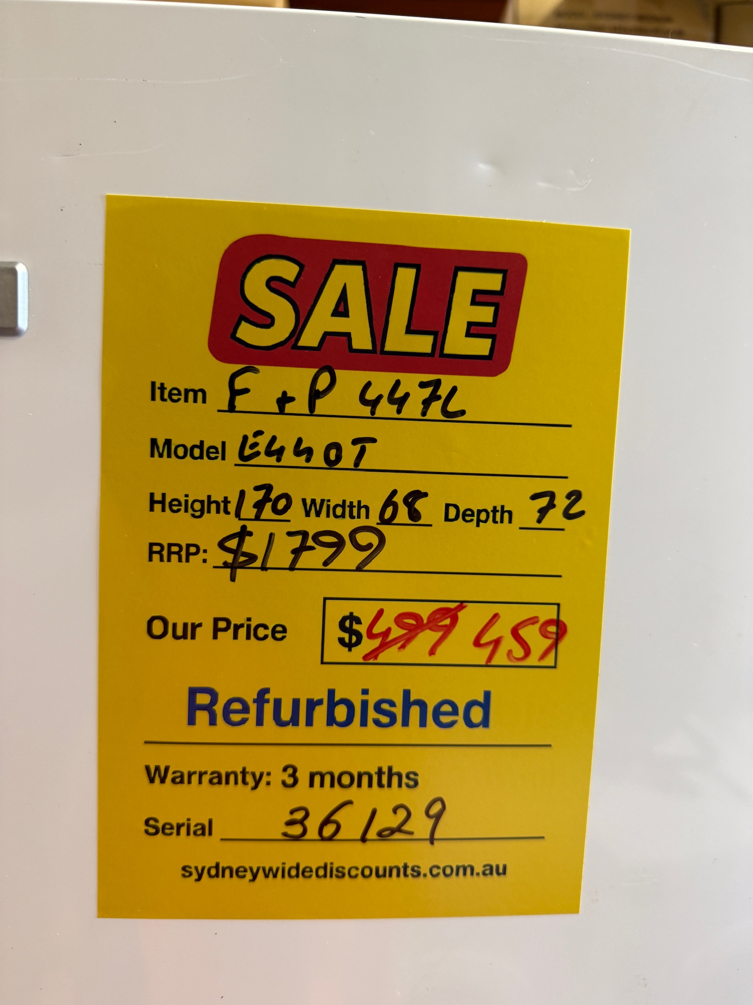 Fisher & Paykel 447L White Top Mount Fridge Freezer - Refurbished 36129 - Image 7
