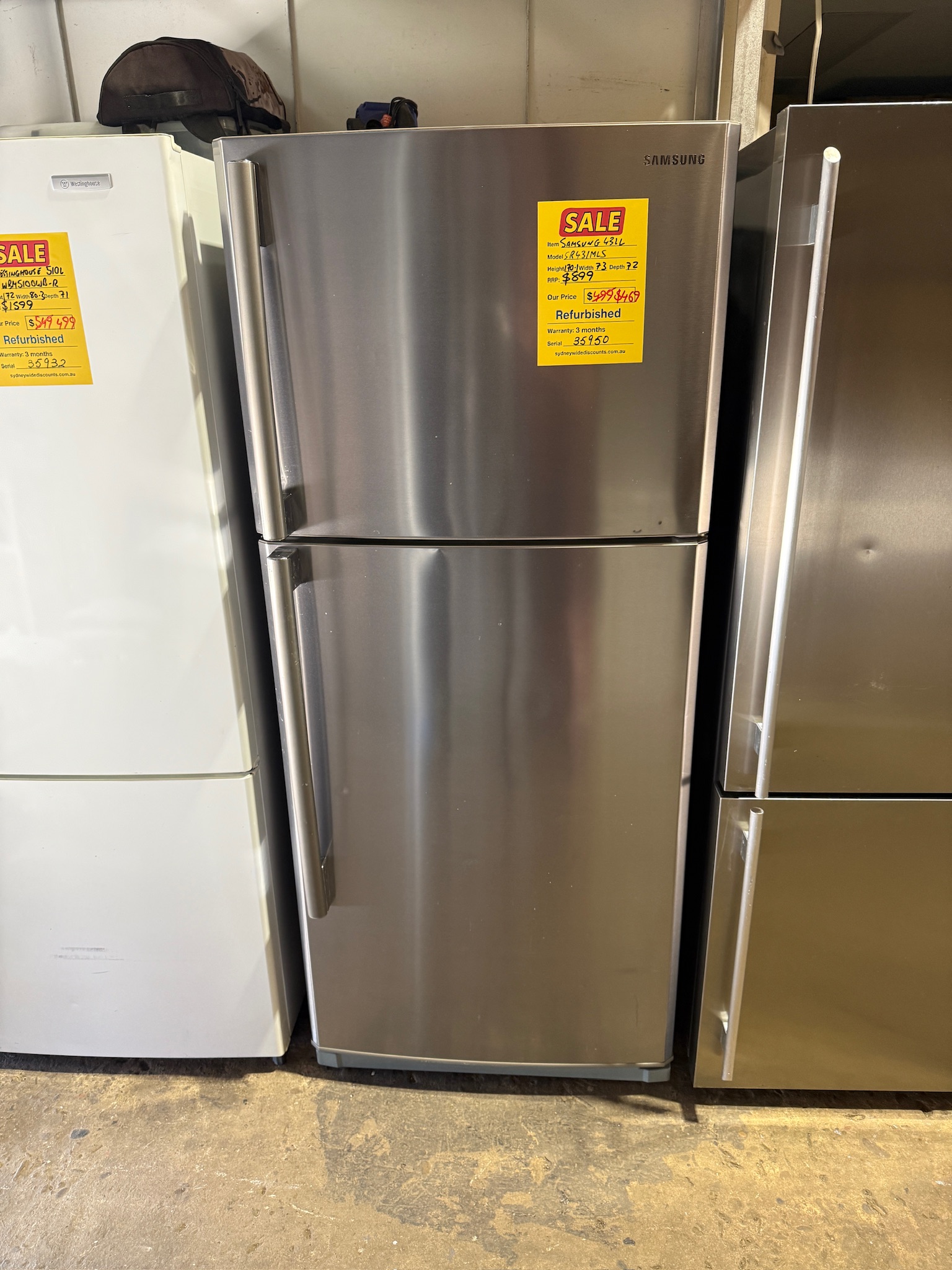 Samsung 431L Top Mount Silver Fridge Freezer - Refurbished 35950