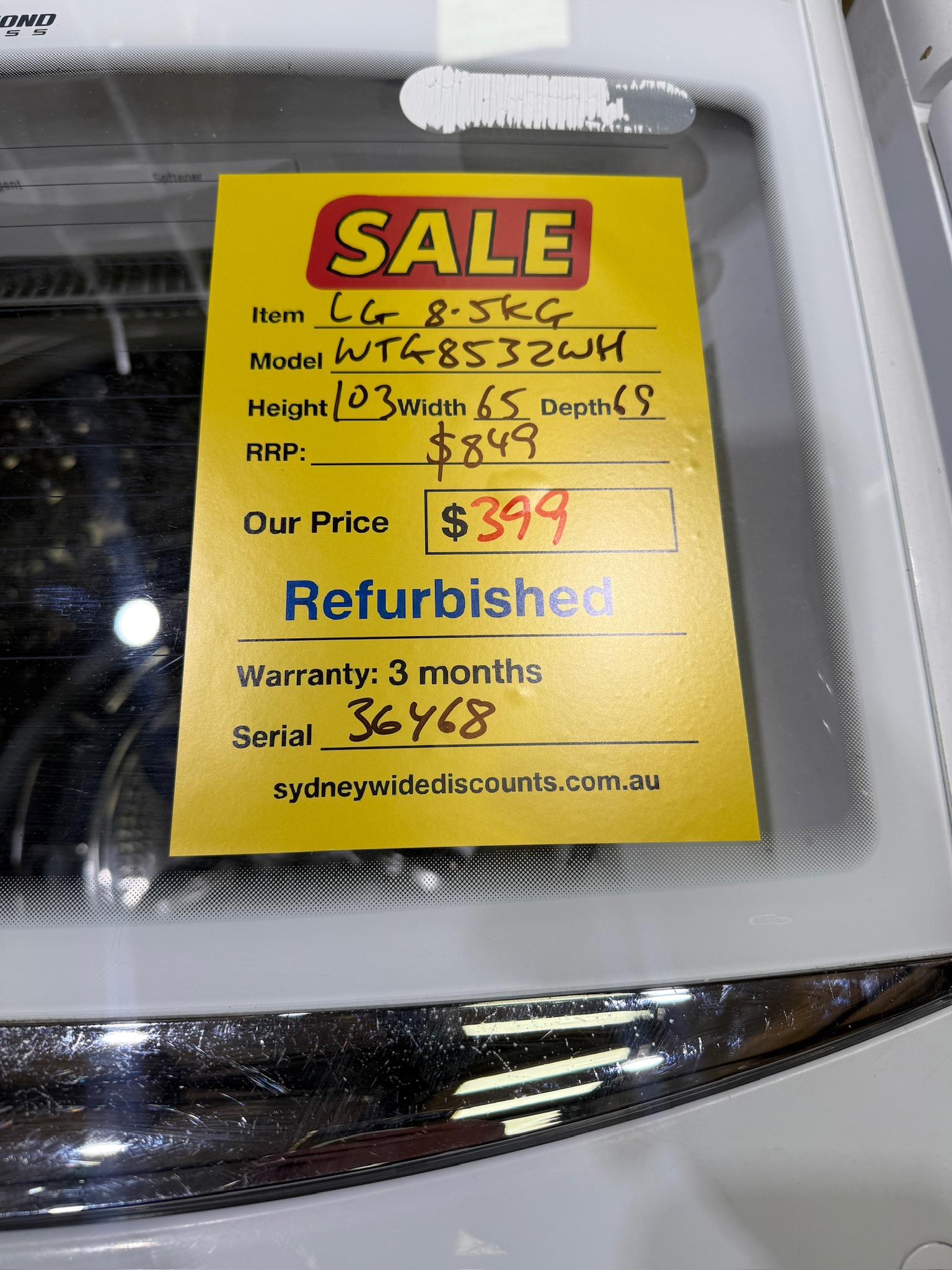 LG 8.5kg Top Load Washing Machine - Refurbished 36468 - Image 3