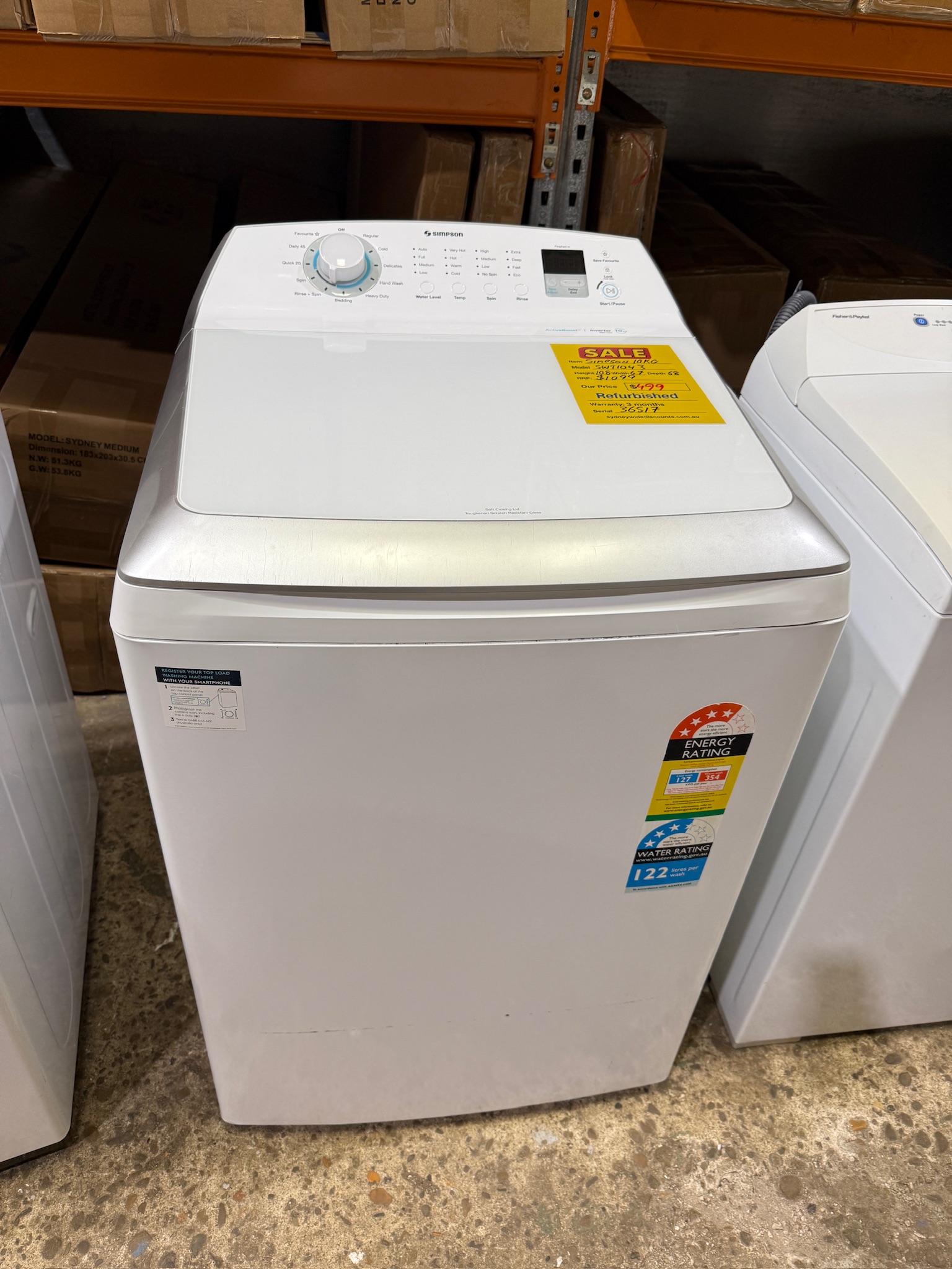 Simpson 10kg Top Load Washing Machine - Refurbished 36517
