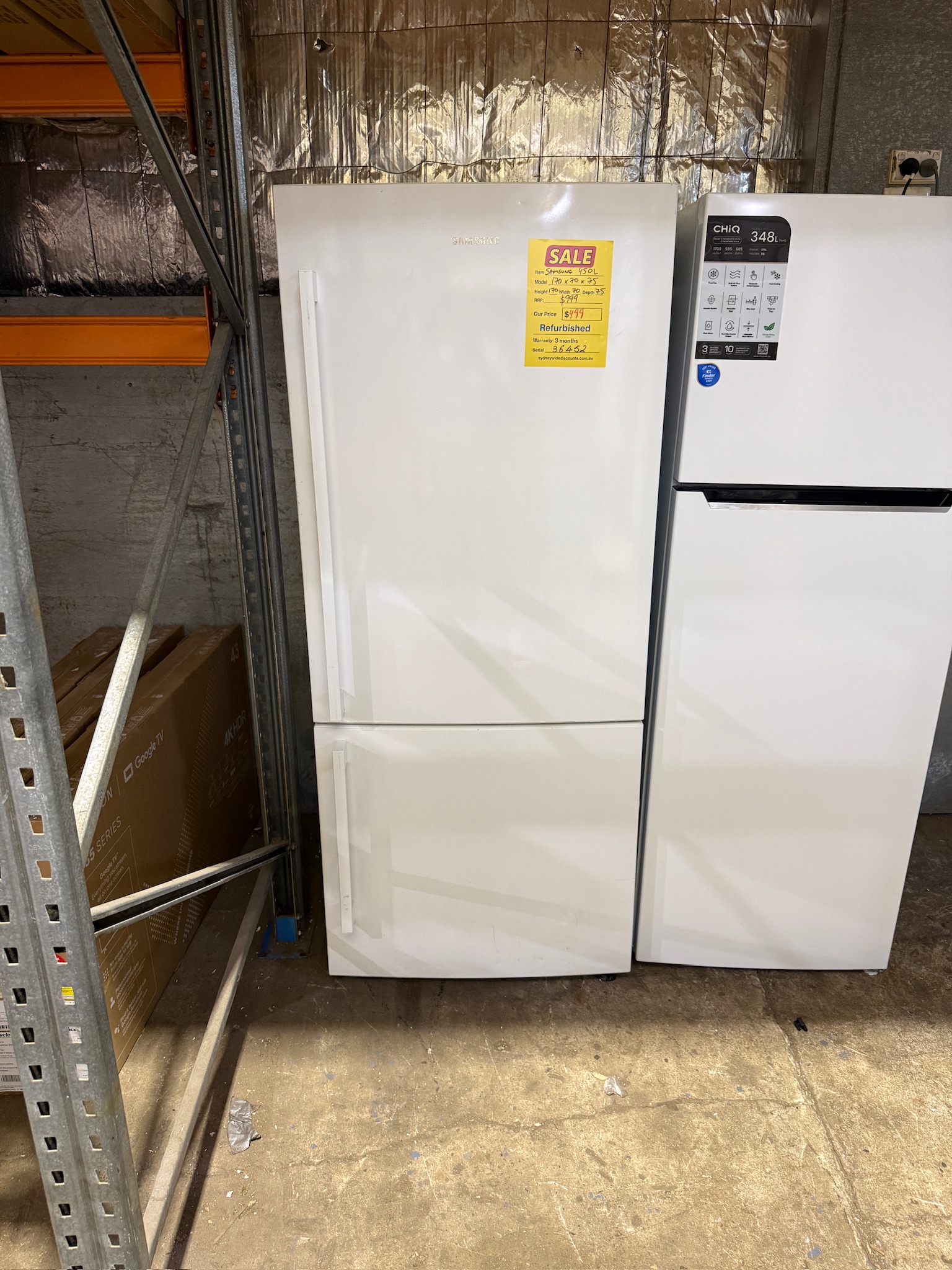Samsung 450L White Bottom Mount Fridge Freezer - Refurbished 36452