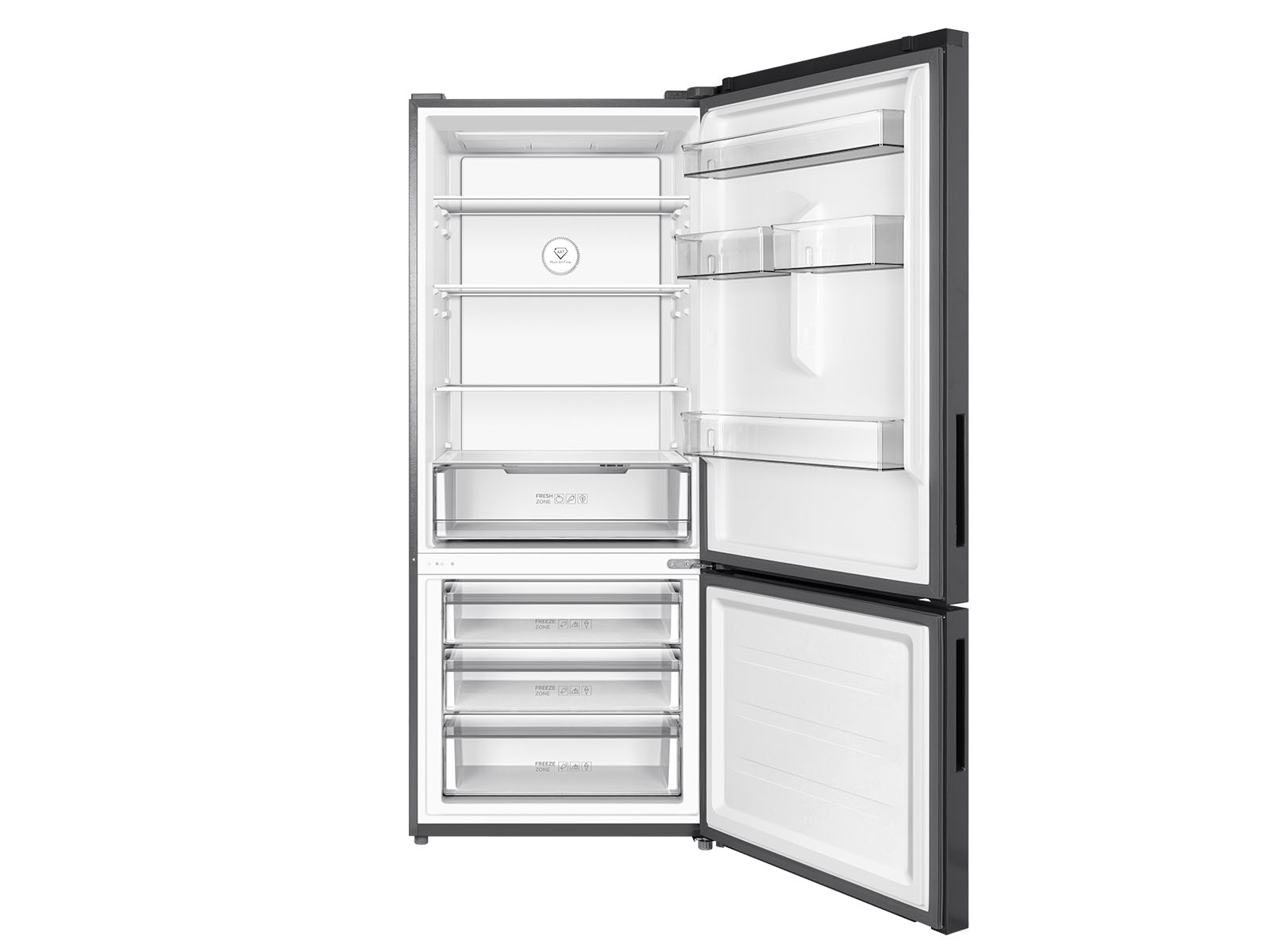 TCL 416L Bottom Mount Black Inox Fridge Freezer - Carton Damaged TRF445BB - Image 2