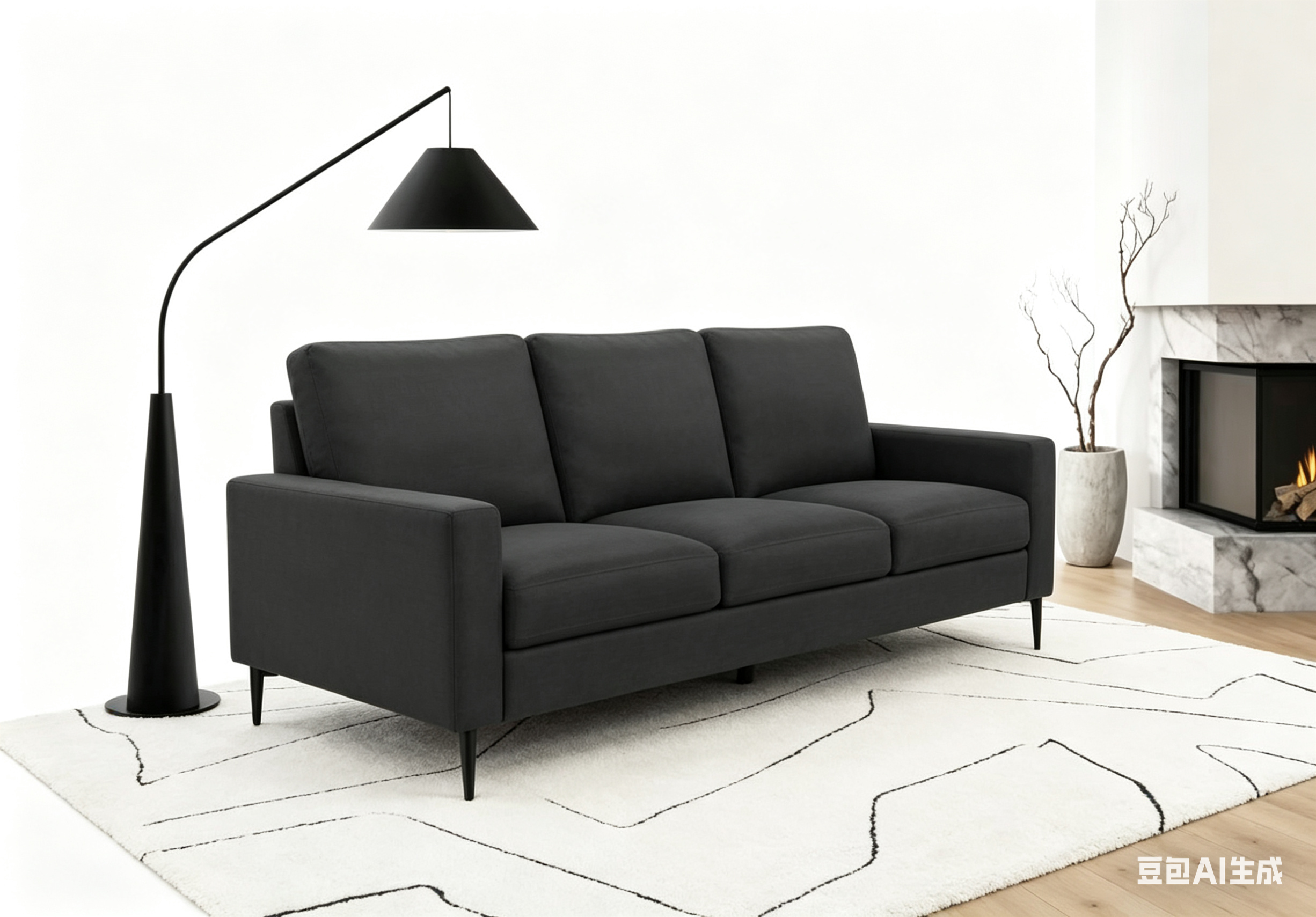 The Mona 3 seat Sofa - Black - Image 3
