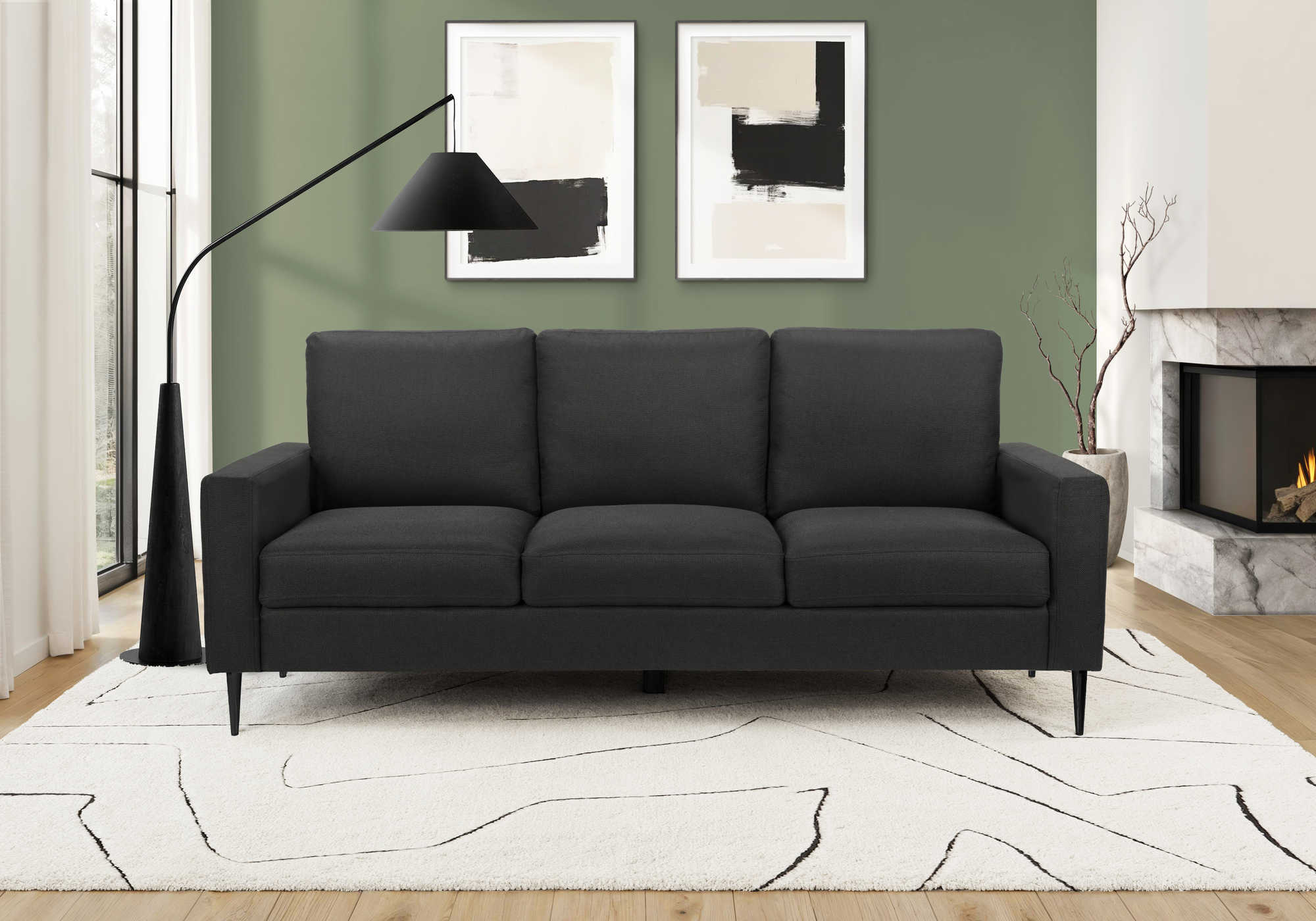 The Mona 3 seat Sofa - Black - Image 2